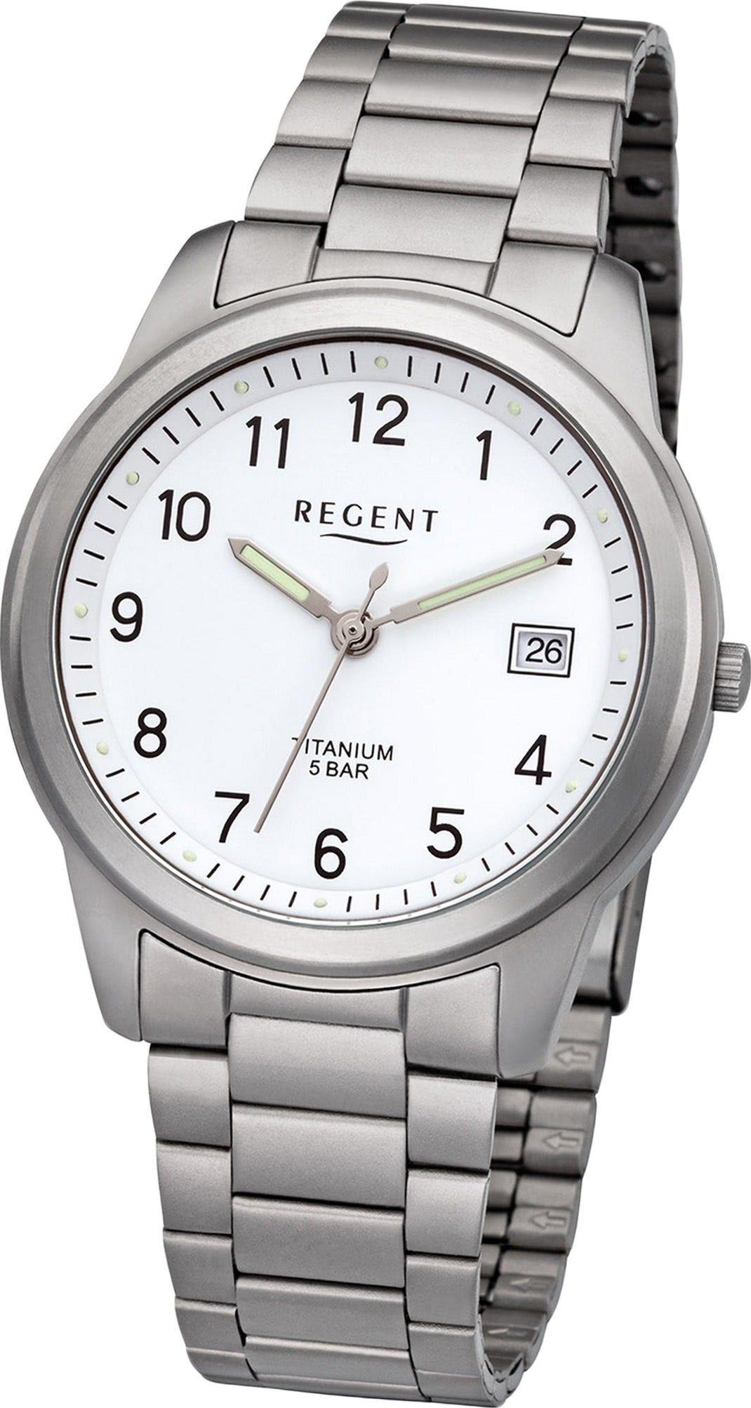 mittel Regent Armbanduhr Metallarmband Herren Herren 36mm), F-208 Quarzuhr Regent Quarzwerk, Metall rund, (ca. Uhr