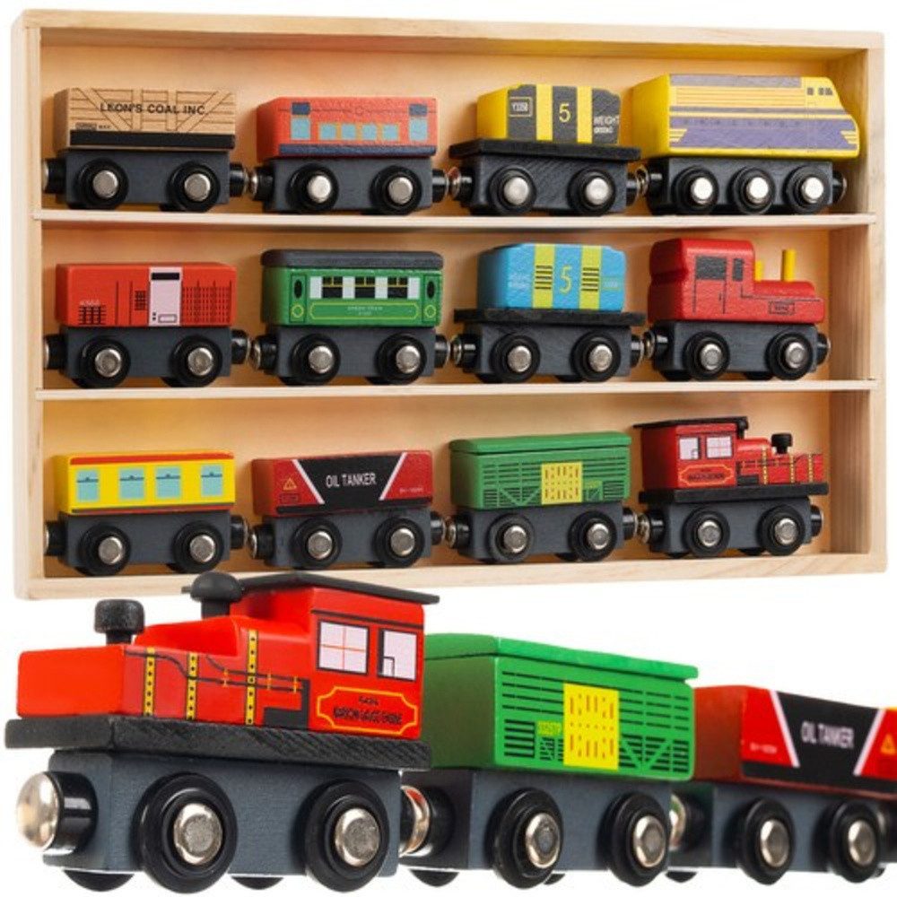 KRUZZEL Spielzeug-Eisenbahn Holzeisenbahn Magnetzug Lokomotive, (Set, 12-tl günstig online kaufen
