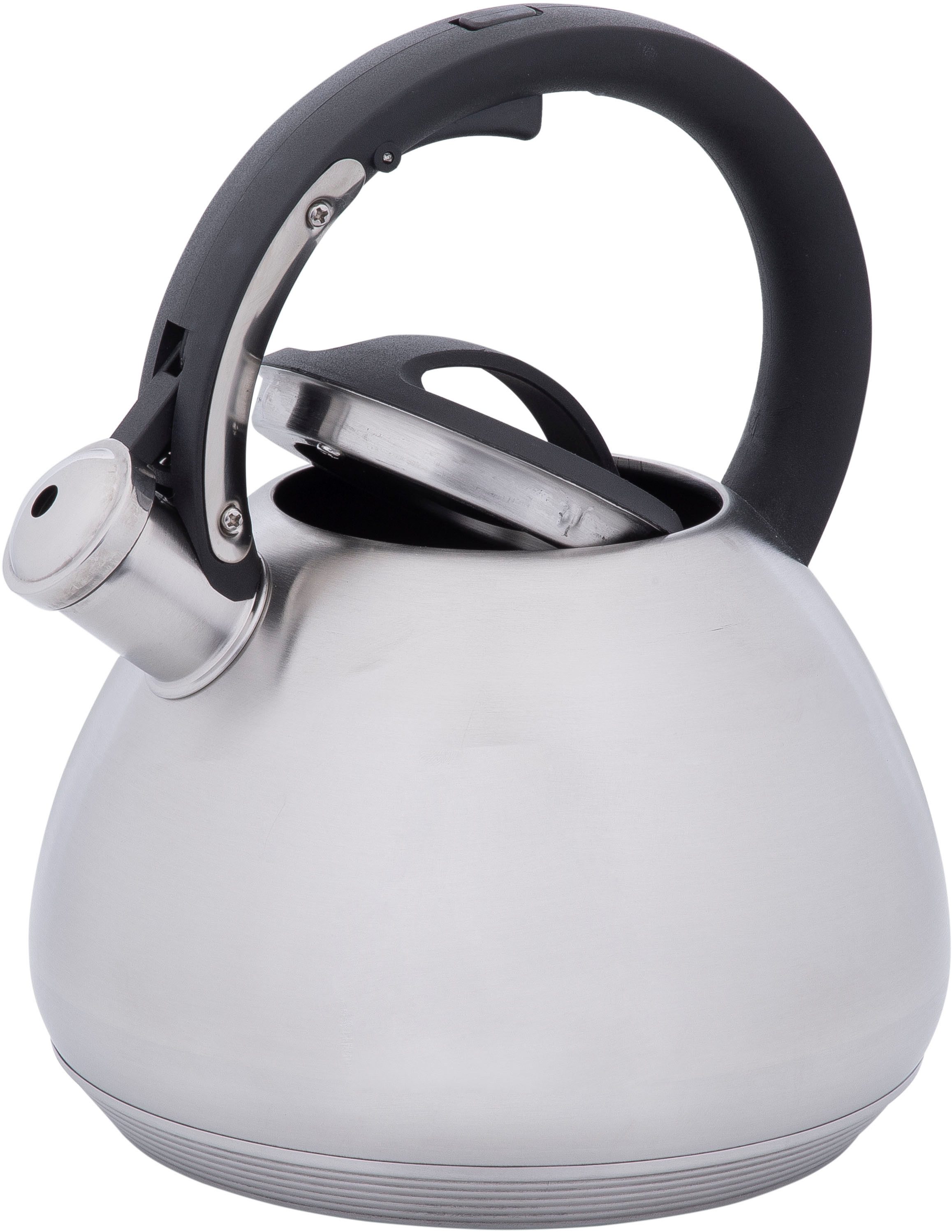 RESTO Kitchenware Wasserkessel Lyra, Flötenkessel 2,7 l mit wärmespeicherndem Boden im Geschenkkarton, Edelstahl (1-tlg), mit ergonomischem, wärmeableitenden Bakelit-Griff