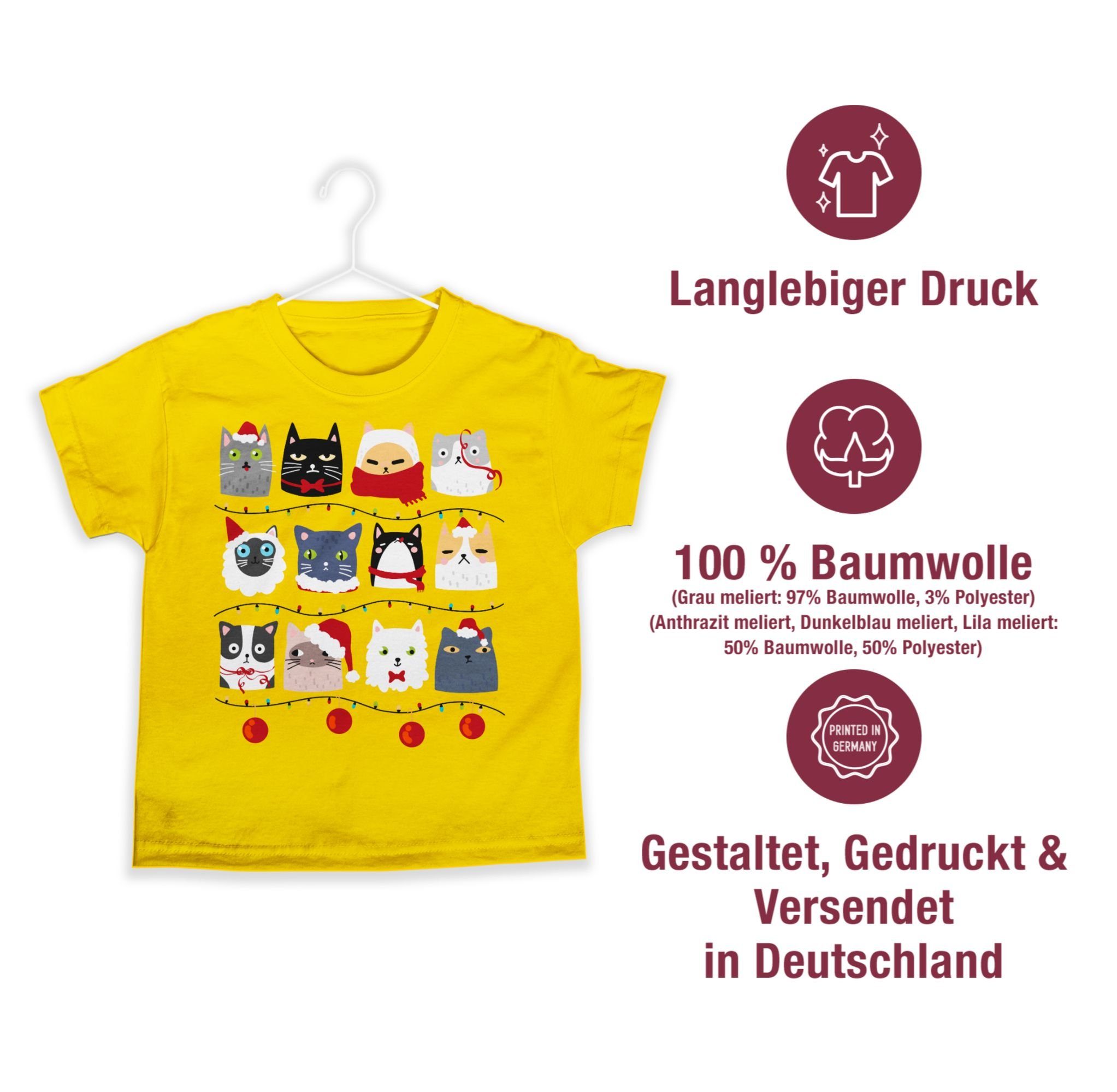 Kleidung Katzen T-Shirt Gelb Shirtracer Kinder Weihnachten 3 Weihnachten zu