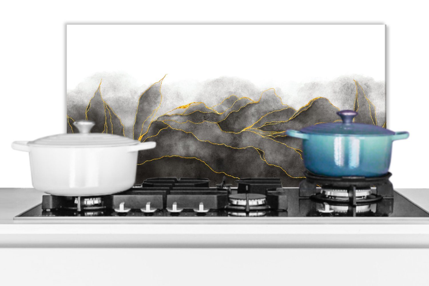 cm, 60x30 - Luxus MuchoWow gegen Schwarz Fett Schmutzflecken Küchenrückwand Marmor (1-tlg), - für Küchen - - und Wandschutz, Gold Marmoroptik,