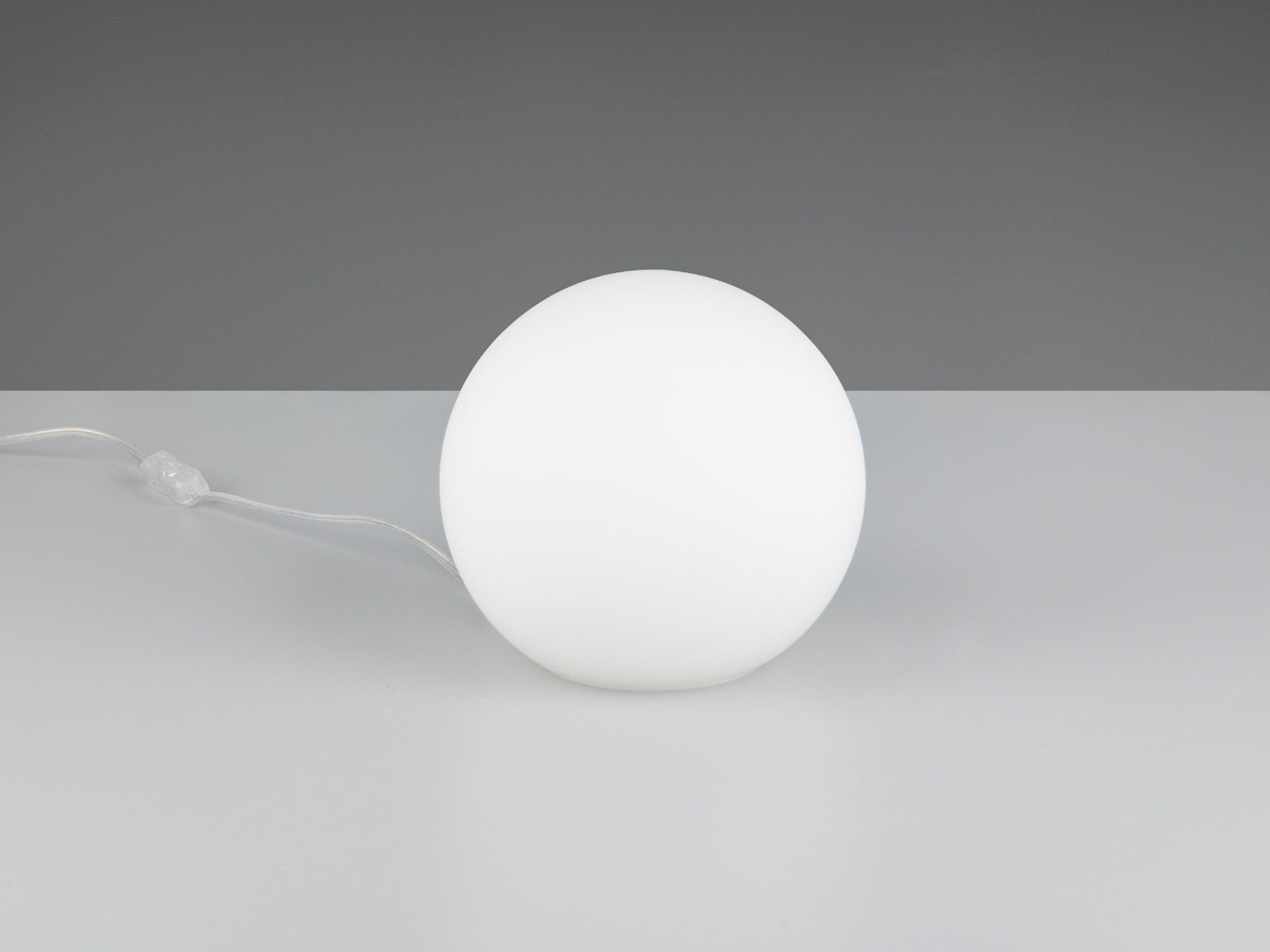 Reality Leuchten LED Nachttischlampe, Dimmfunktion, LED wechselbar, über Schalter in 3 Stufen dimmbar, warmweiß, kleine Glas-kugel Kugelleuchte innen für Fensterbank, Couchtisch Ø20cm