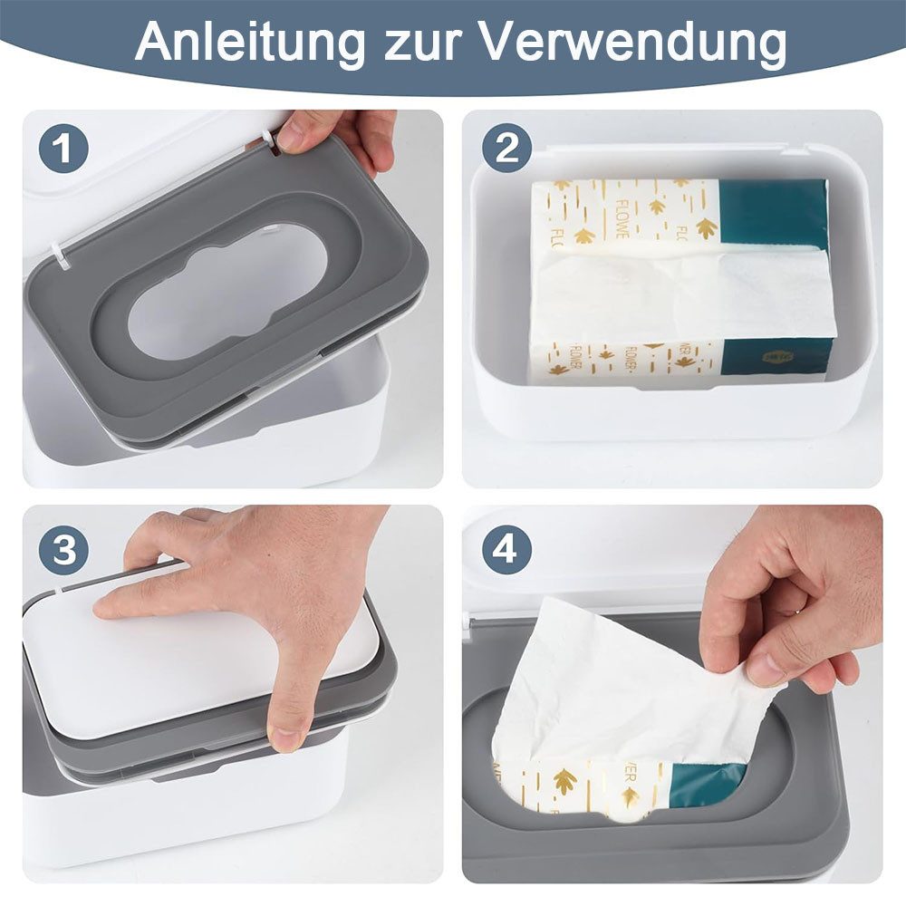 TUWENA Feuchttücherbox Spenderboxen Babytücher, Seidenpapier mit Deckel