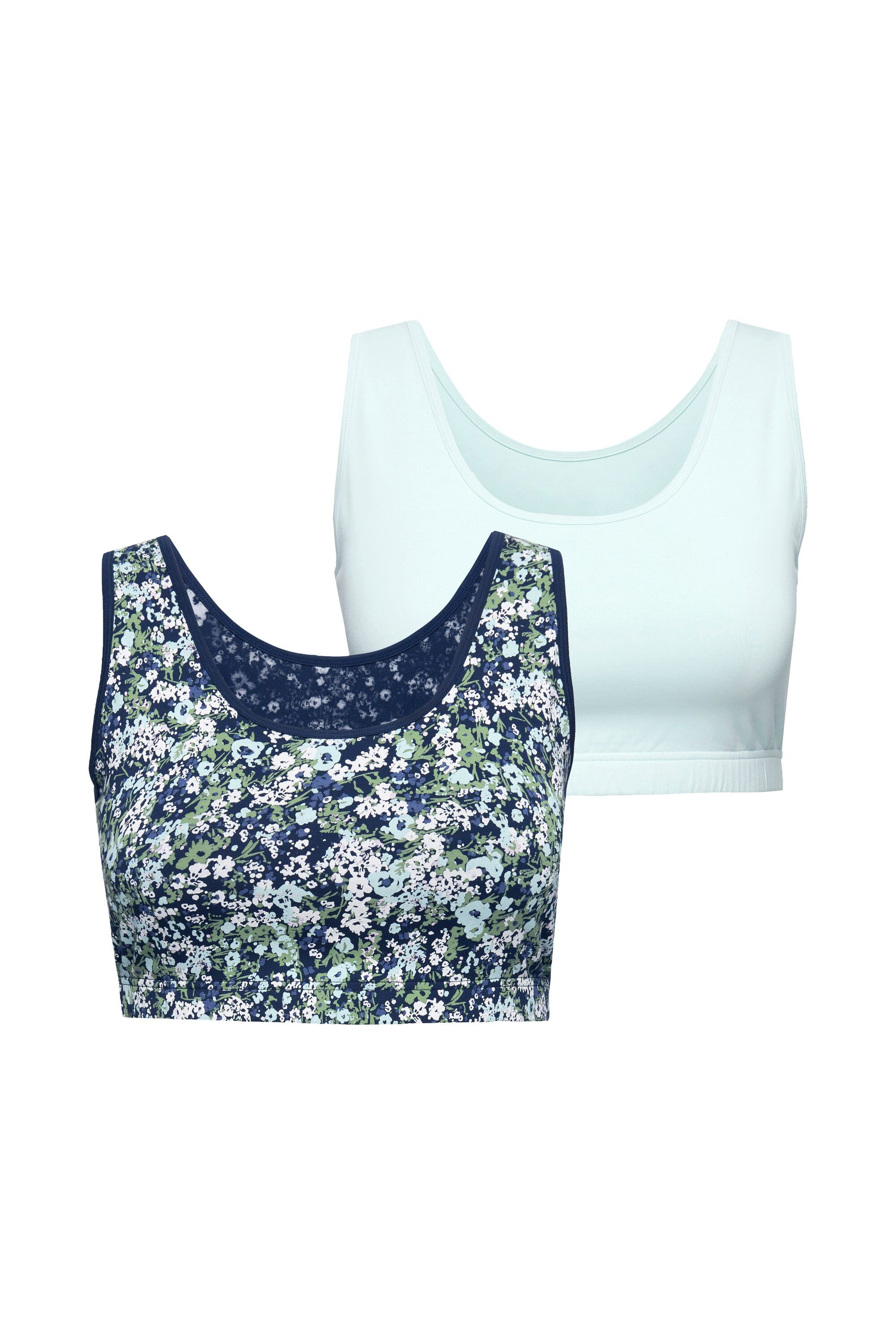 Ulla Popken Bustier Бюстье 2er-Pack bedruckt/uni Rundhalsausschnitt