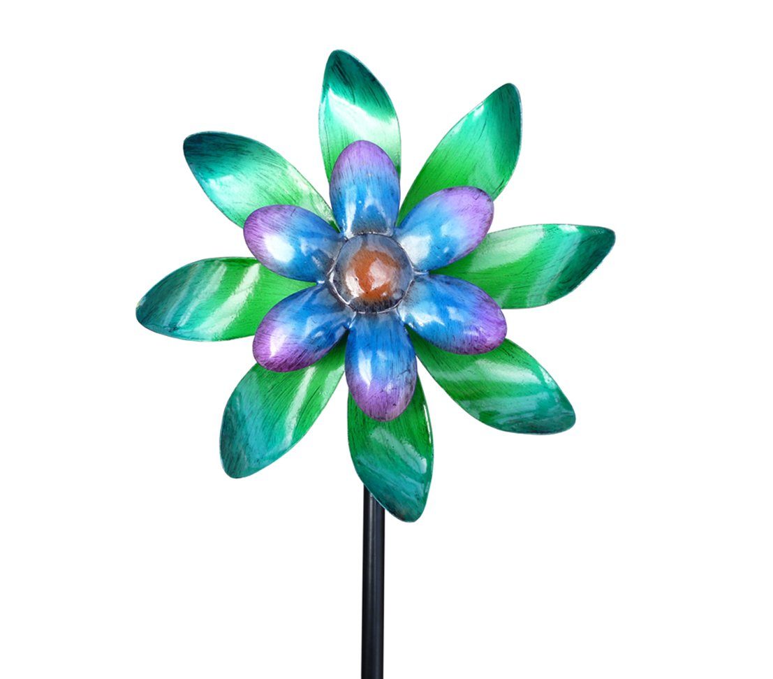 Dehner Gartenstecker Riesen-Windrad Blume, Ø 22 cm, Höhe 140 cm frostbeständig, Metall/Kunststoff