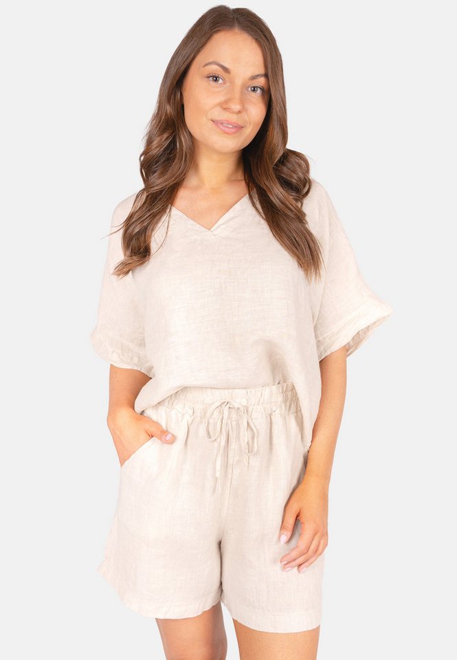 Seasons of April Leinenhose BEATRICE LINO (1-tlg) Leinen Shorts Damen Kurz Sommer Bindeband Kurze Leinenhose Beatrice