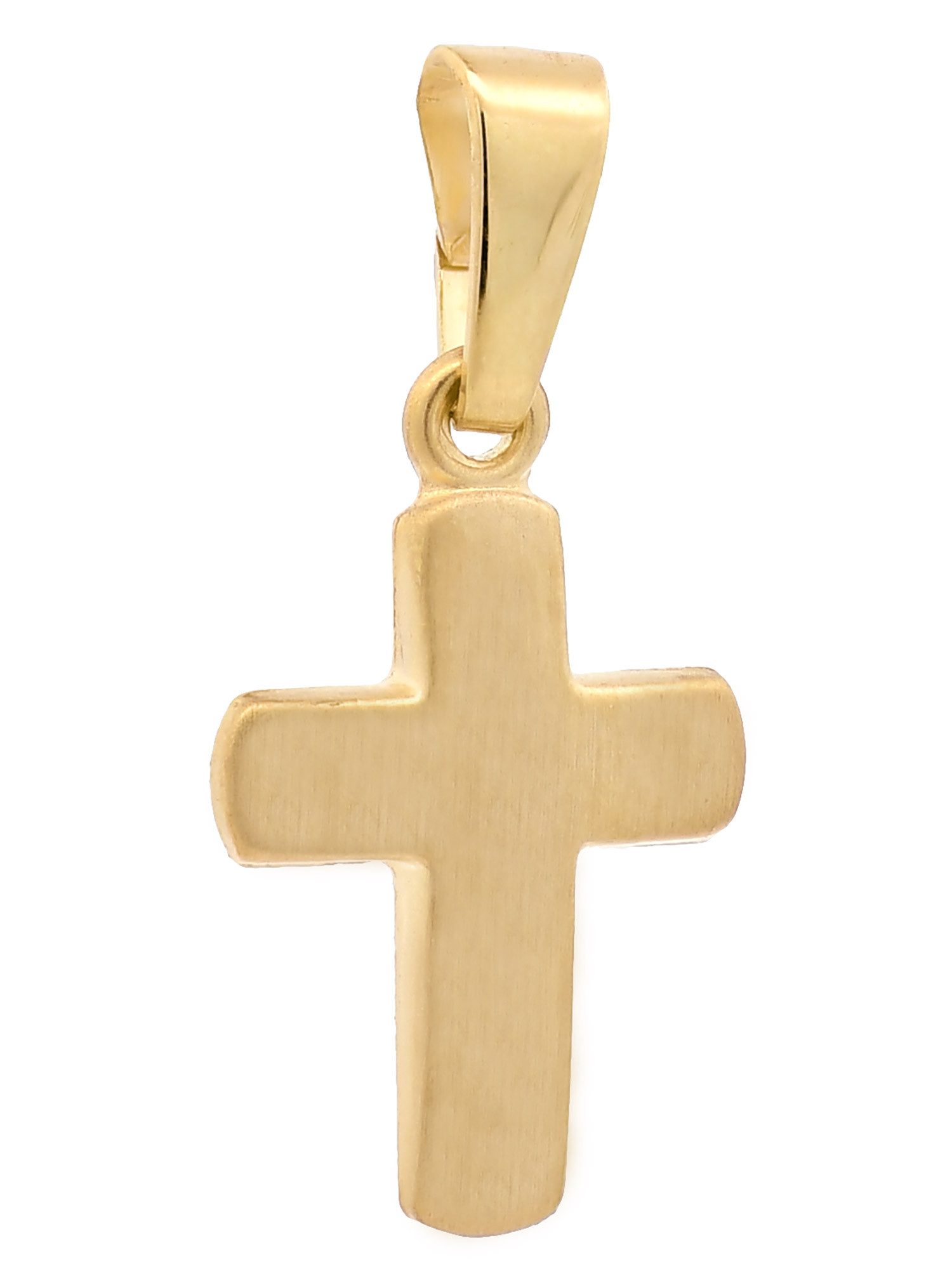 HOPLO Kreuzanhänger Anhänger Kreuz 333-8 Karat Gold mit vergoldeter Silberkette 36 cm, Made in Germany
