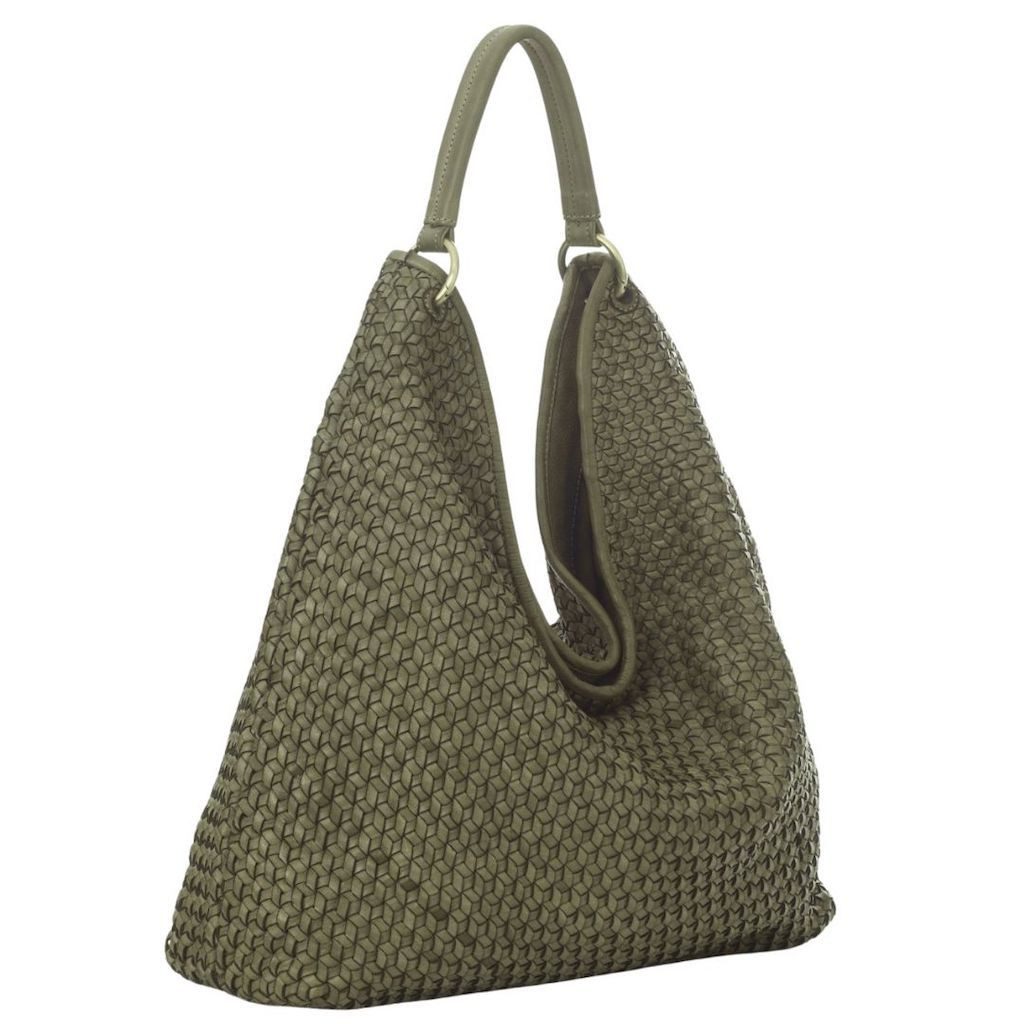 BZNA Schultertasche Sanja Designer Damen Handtasche Schulztertasche, Geflochtenes Leder