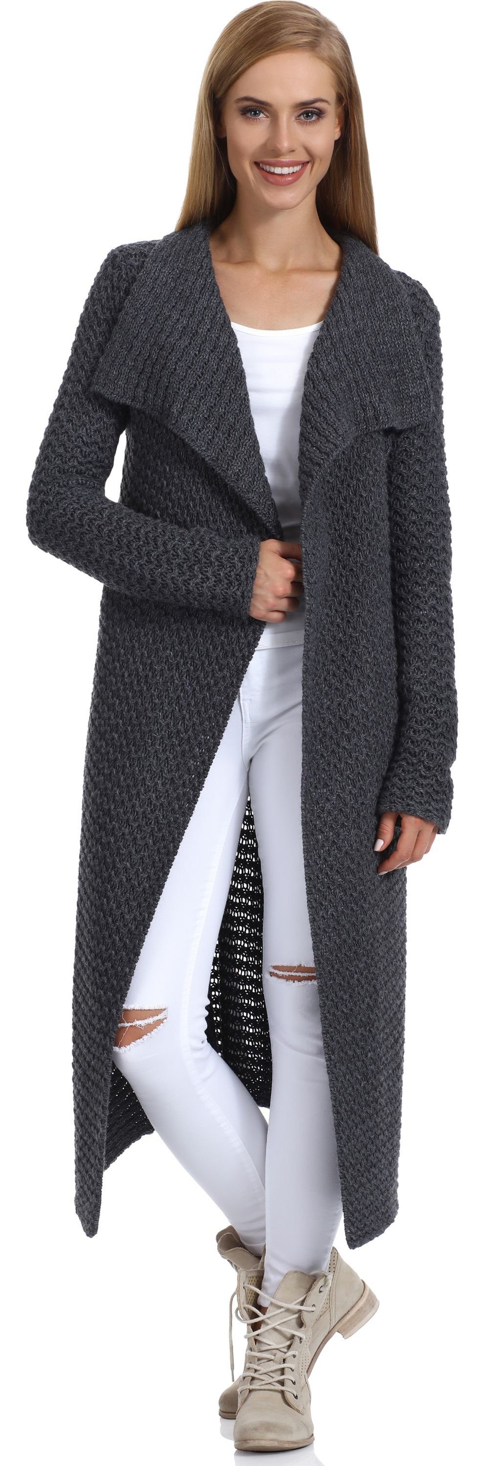 Strickjacke H4Z3L Damen Style Graphite Merry Strickponcho