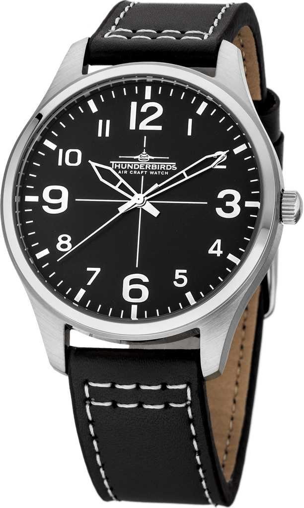 Quarzuhr Fliegeruhr TB5000-06 – 40 mm Edelstahlgehäuse, schwarzes Zifferblatt