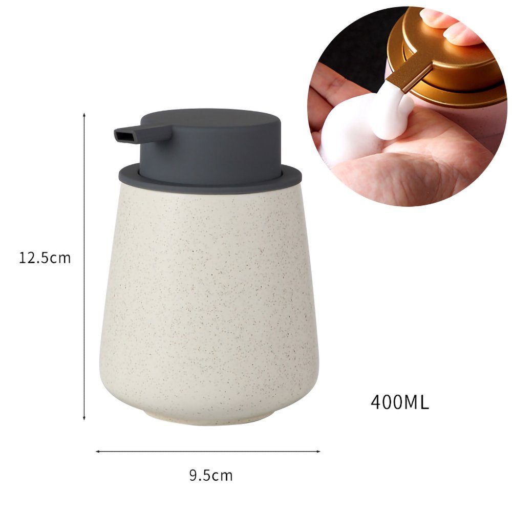 GelldG Seifenspender Dispenser Seifenspender, 400ml Keramik Soap Spülmittelspender, Beige