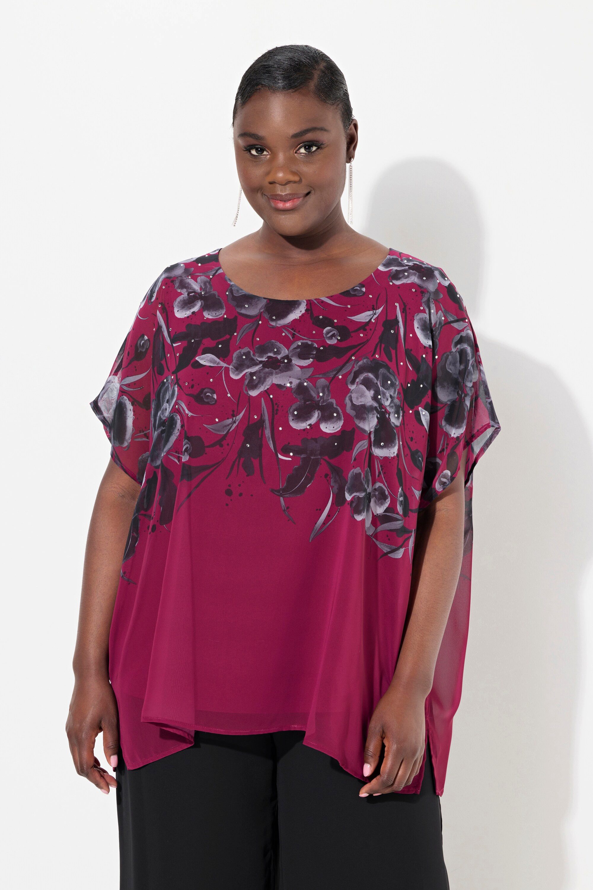Ulla Popken Druckbluse Blusenshirt doppellagig Oversized günstig online kaufen
