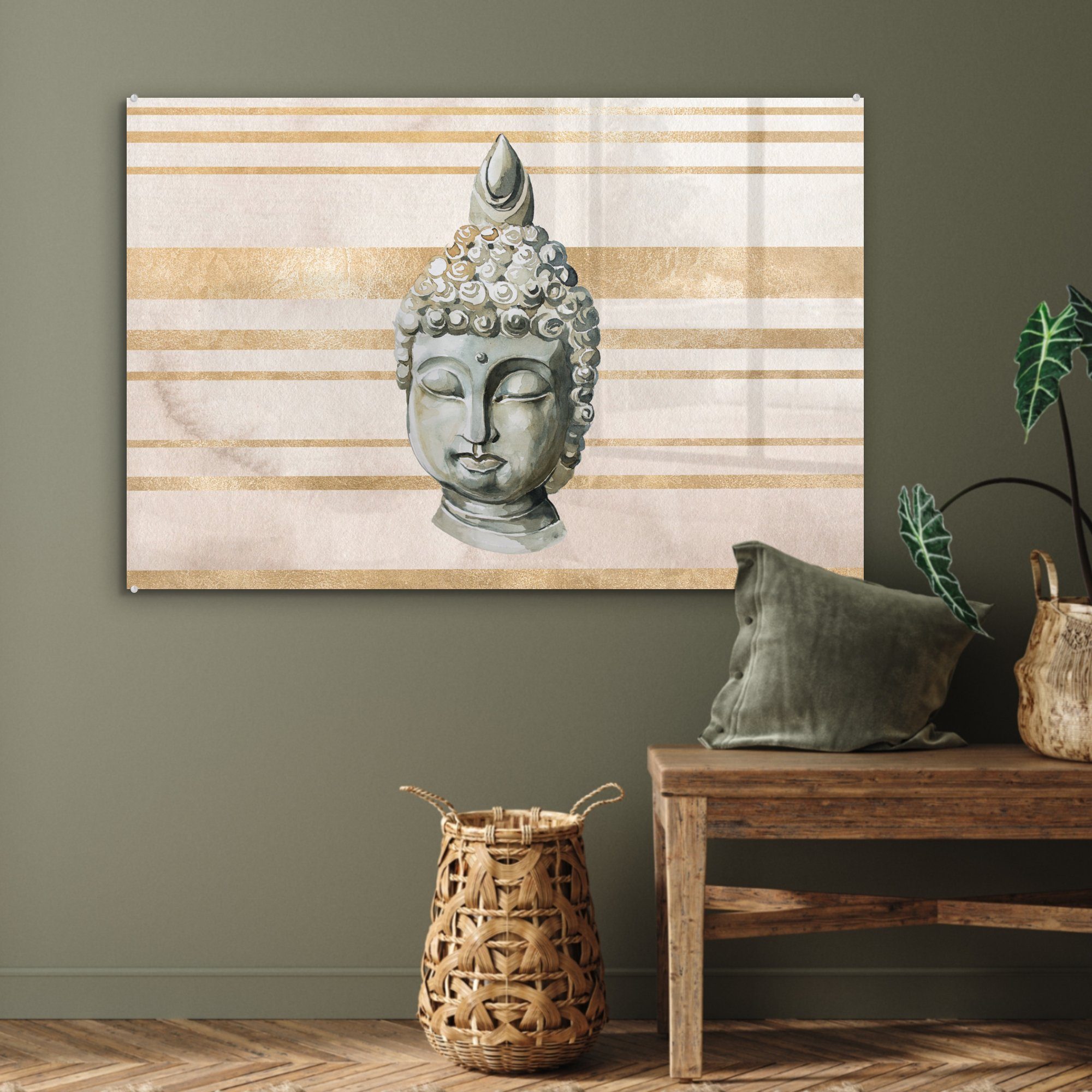 - St), MuchoWow Buddha (1 Weiß, Wohnzimmer Kopf Schlafzimmer Acrylglasbilder & Acrylglasbild -