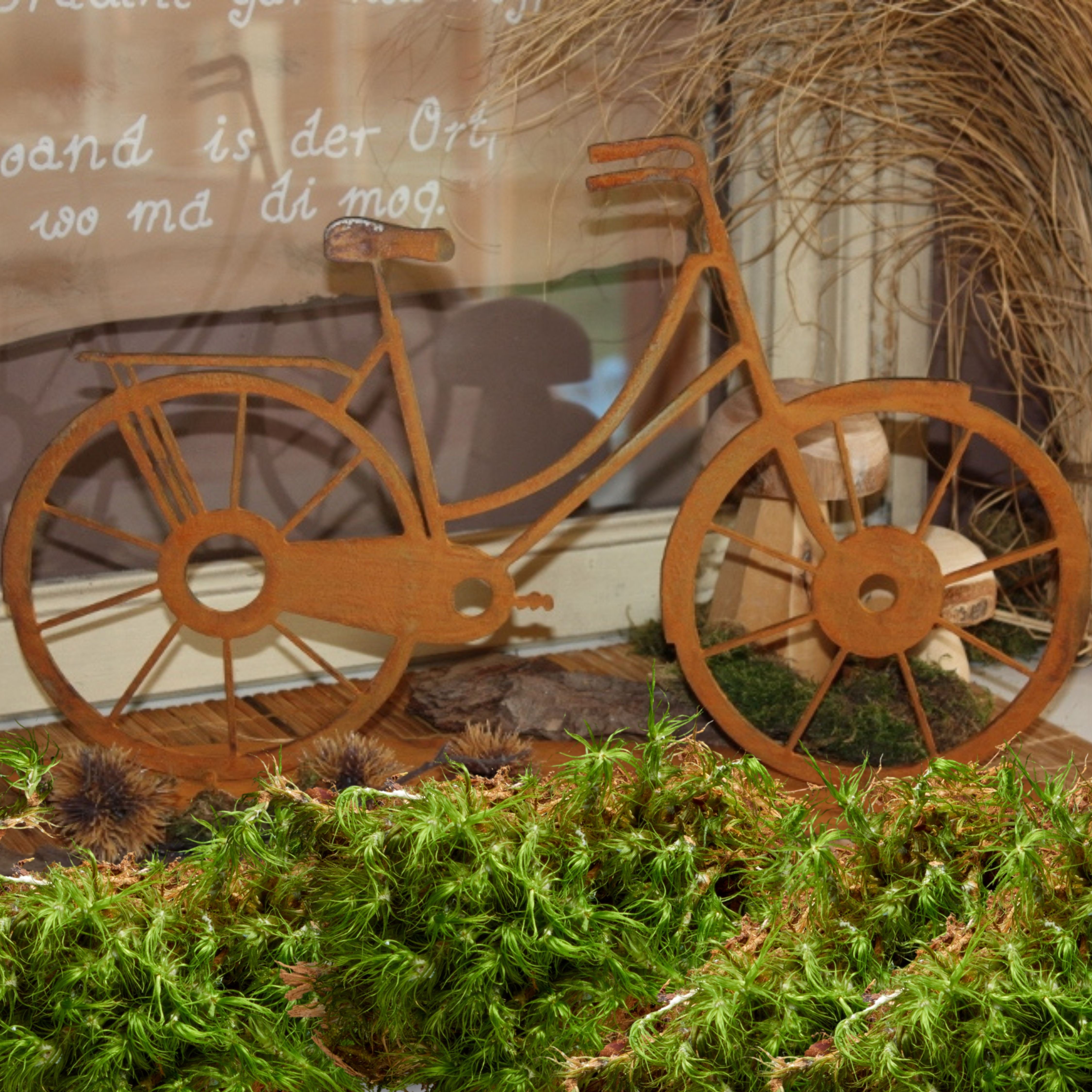 Rostikal Gartenfigur Fahrrad Deko Metall, Echter Garten Rost Figur