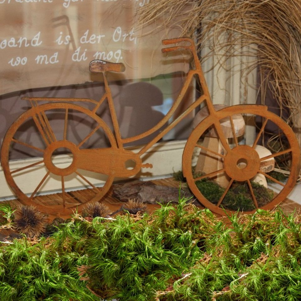 Rostikal Gartenfigur Fahrrad Deko Figur Garten Metall, Echter Rost