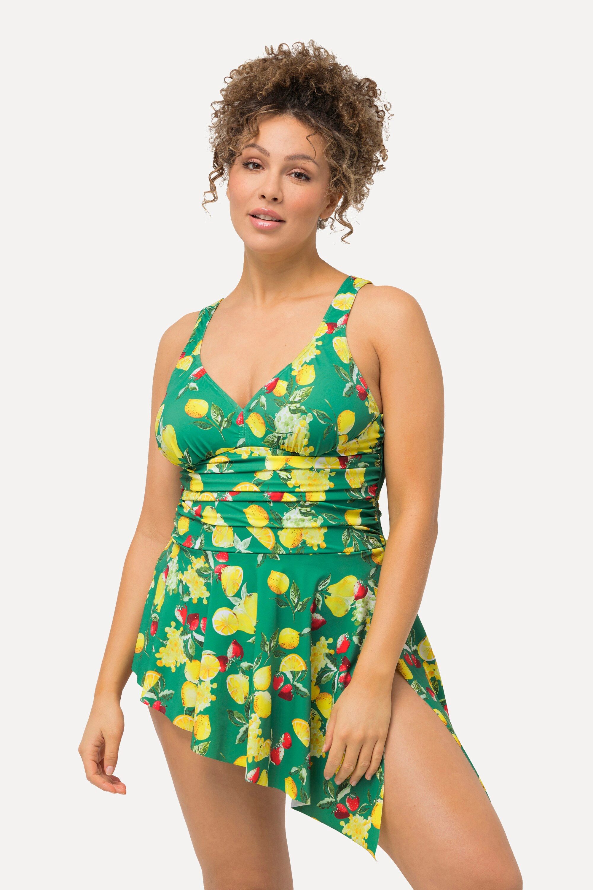 Ulla Popken Badekleid Badekleid Zitronen Softcups asymmetrischer Saum günstig online kaufen