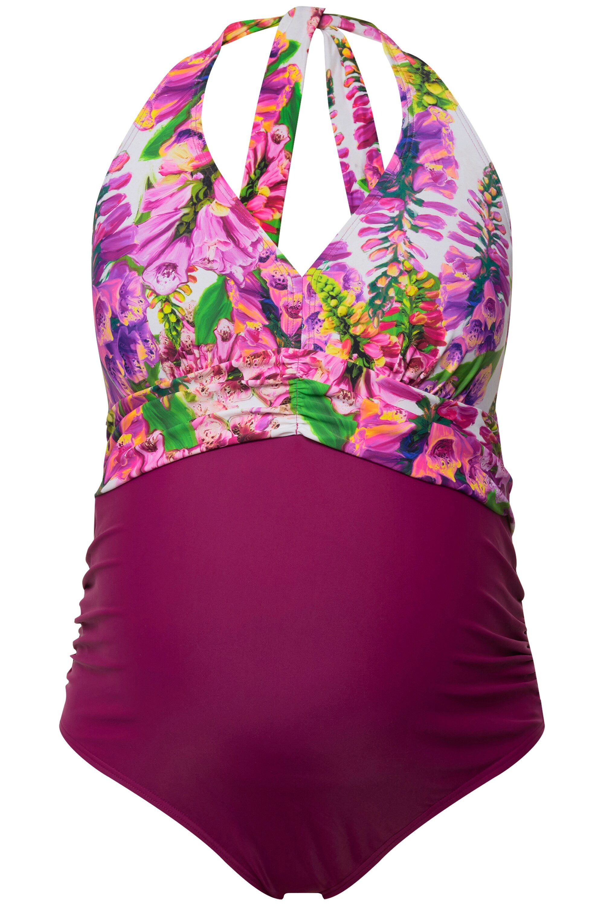 Ulla Popken Badeanzug Badeanzug Blüten Softcups Neckholder Schwangerschaft