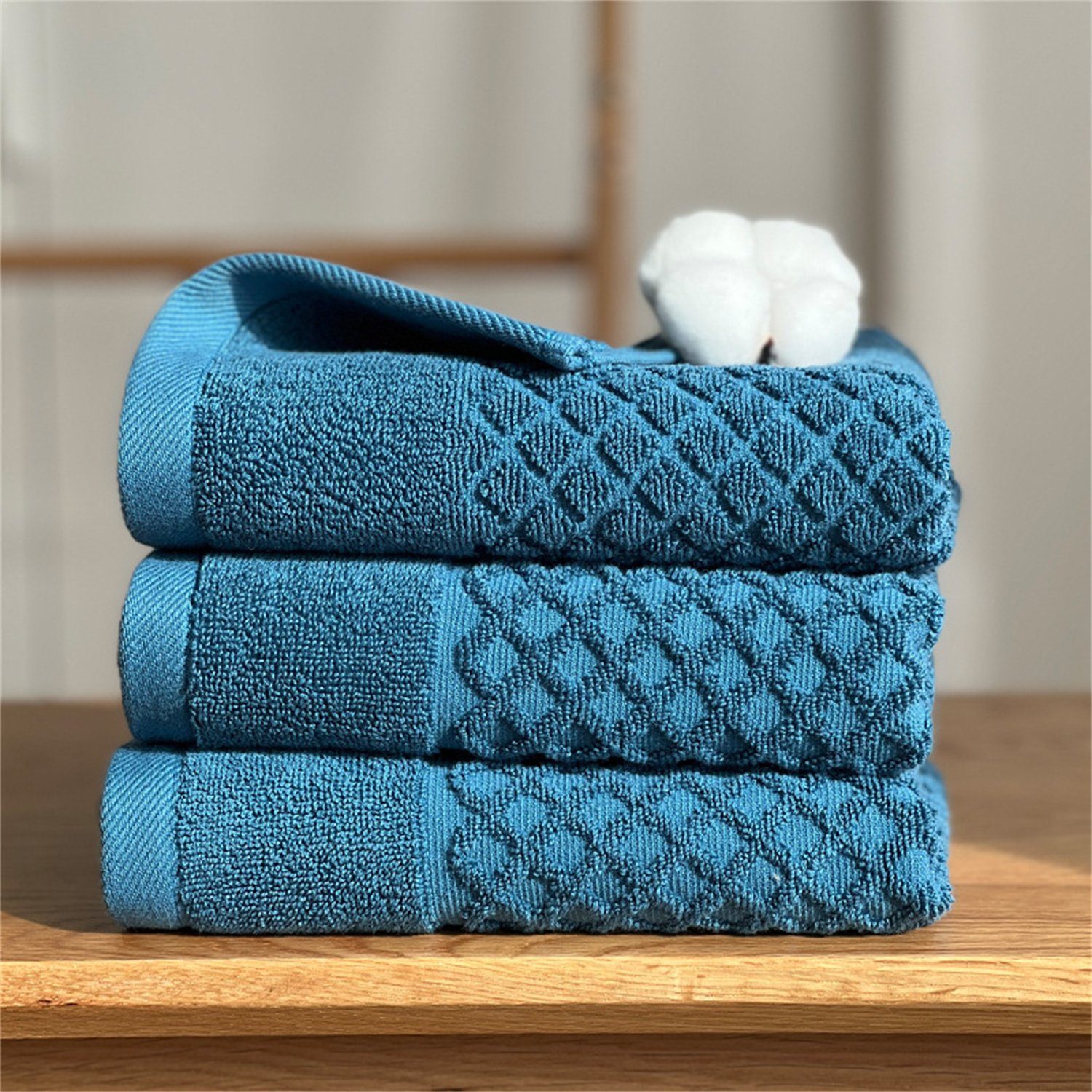 HOMEIDEAS Handtücher, Baumwolle (3-St), Handtuch-Set 35 x 75 cm Blau | Alle Handtücher