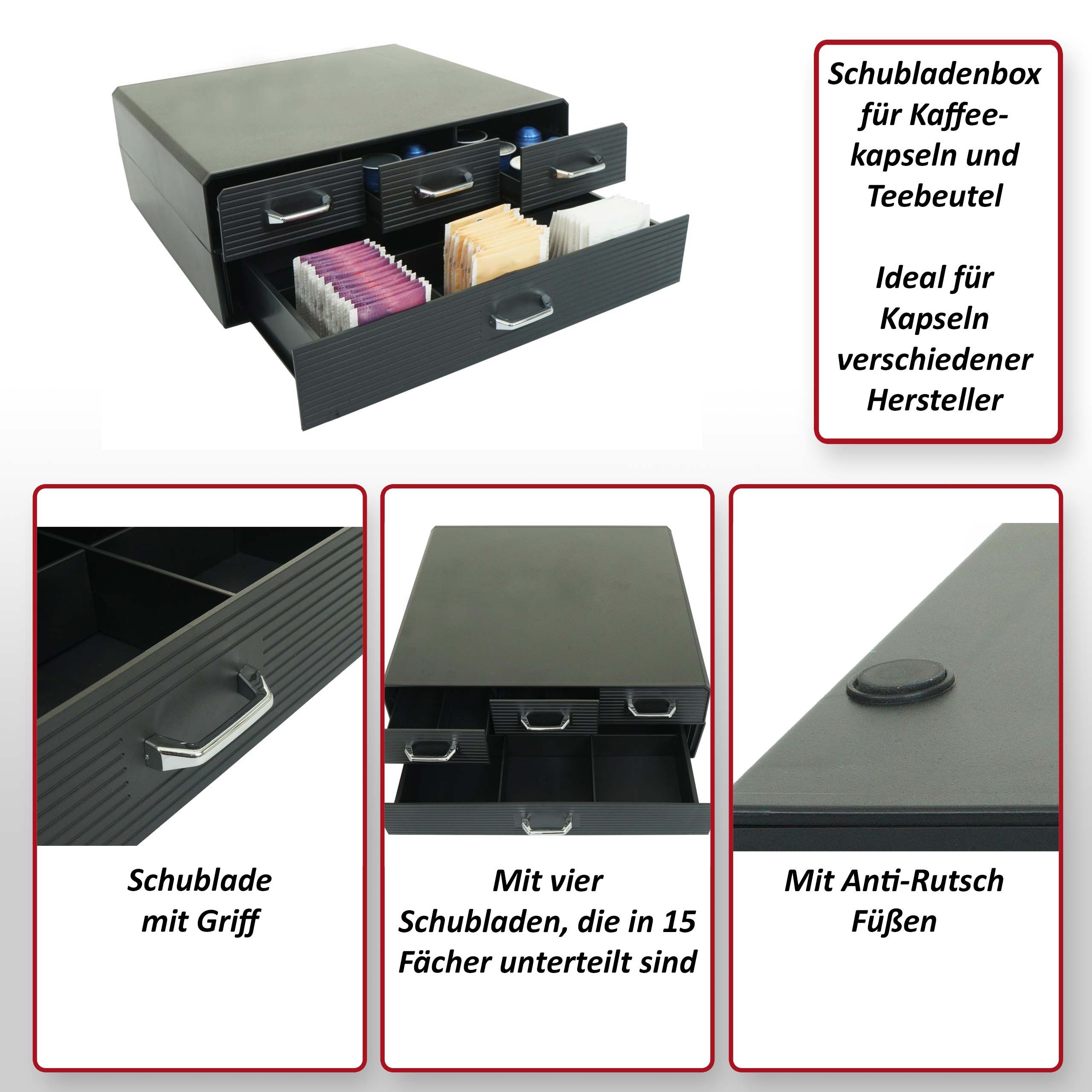 MCW Aufbewahrungsbox MCW-L99, Ideal für Kapseln verschiedener Hersteller