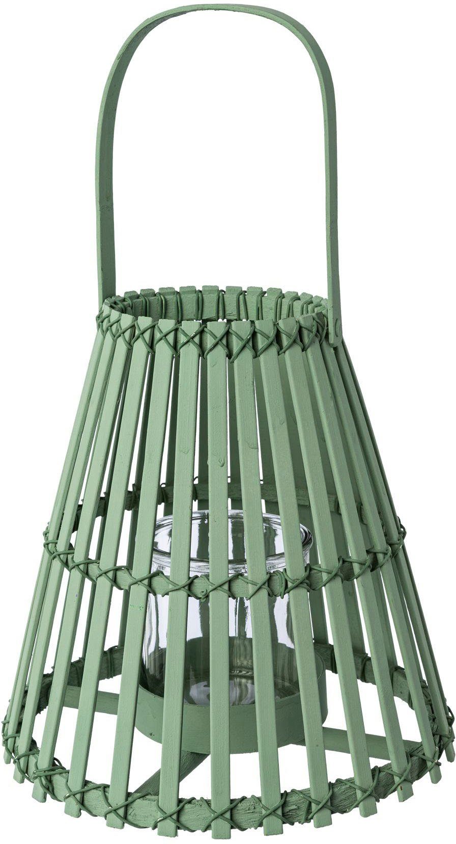 Creativ home Windlicht Kerzenlaterne Bambus (1 St), Kerzenhalter mit Henkel