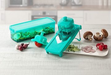 Genius Allesschneider Genius Speed Slicer Medium, 6 Teile, Obst-& Gemüseschneider, Edelstahl, Türkis