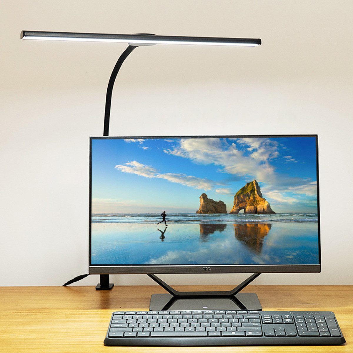 Novzep Tischleuchte LED Klemmtischleuchte 18W, 46 cm Monitorlampe, dimmbar & augenschonend, LED fest integriert, Mit Fernbedienung, Tischleuchte