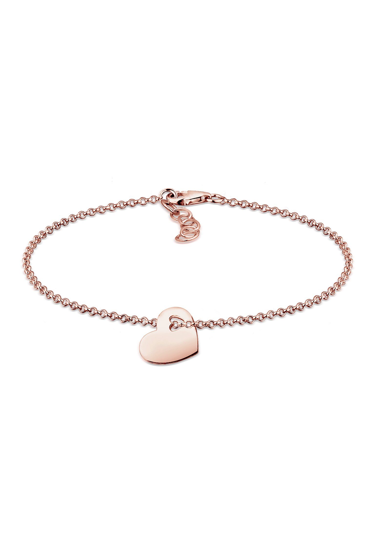 Elli Armband Herz Anhänger Symbol Liebe 925 Silber, Herz Rosegold