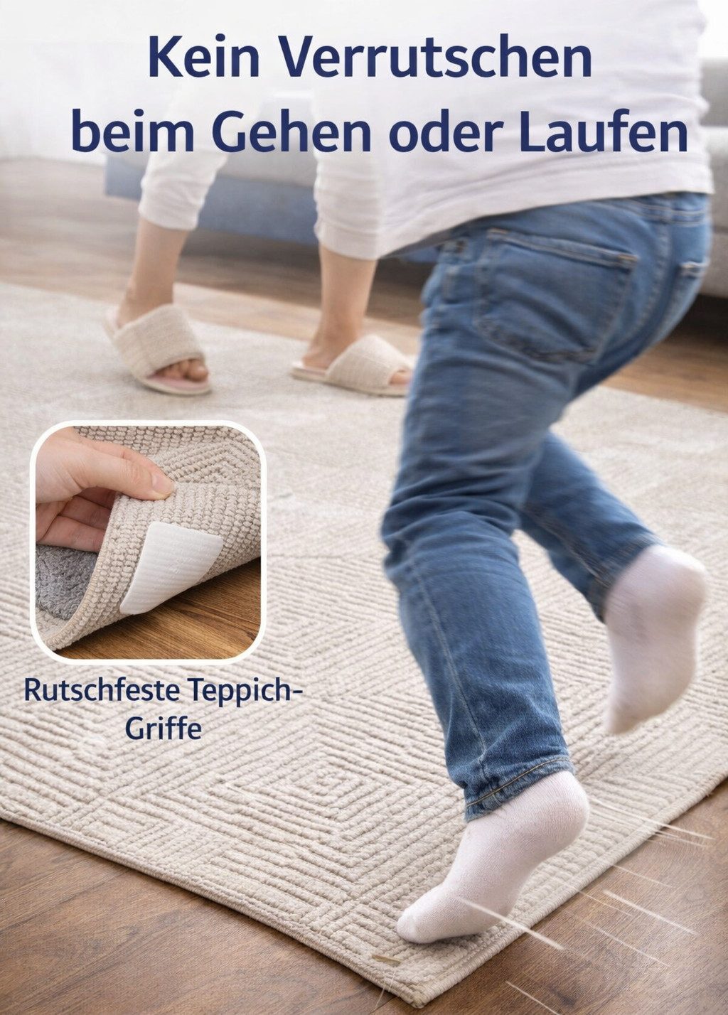 Vimoda Antirutsch Teppichunterlage Pads Antirutschmatte, 4-St., 10*10cm, (4-St., waschbarer), rutschfest für Laminat, Fliesen & Kinderzimmer, Badezimmer, Küche