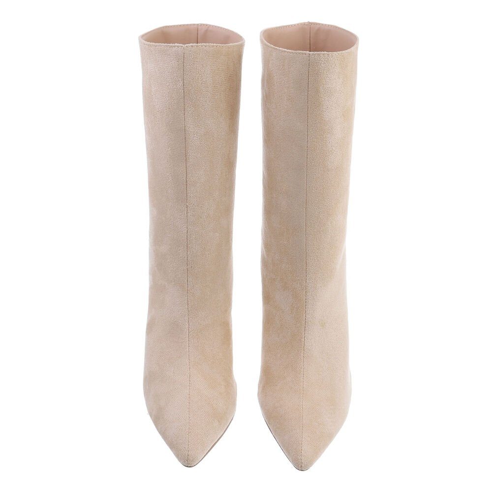 Pfennig-/Stilettoabsatz High-Heel Stiefeletten Ital-Design in Beige Elegant Damen High-Heel-Stiefelette