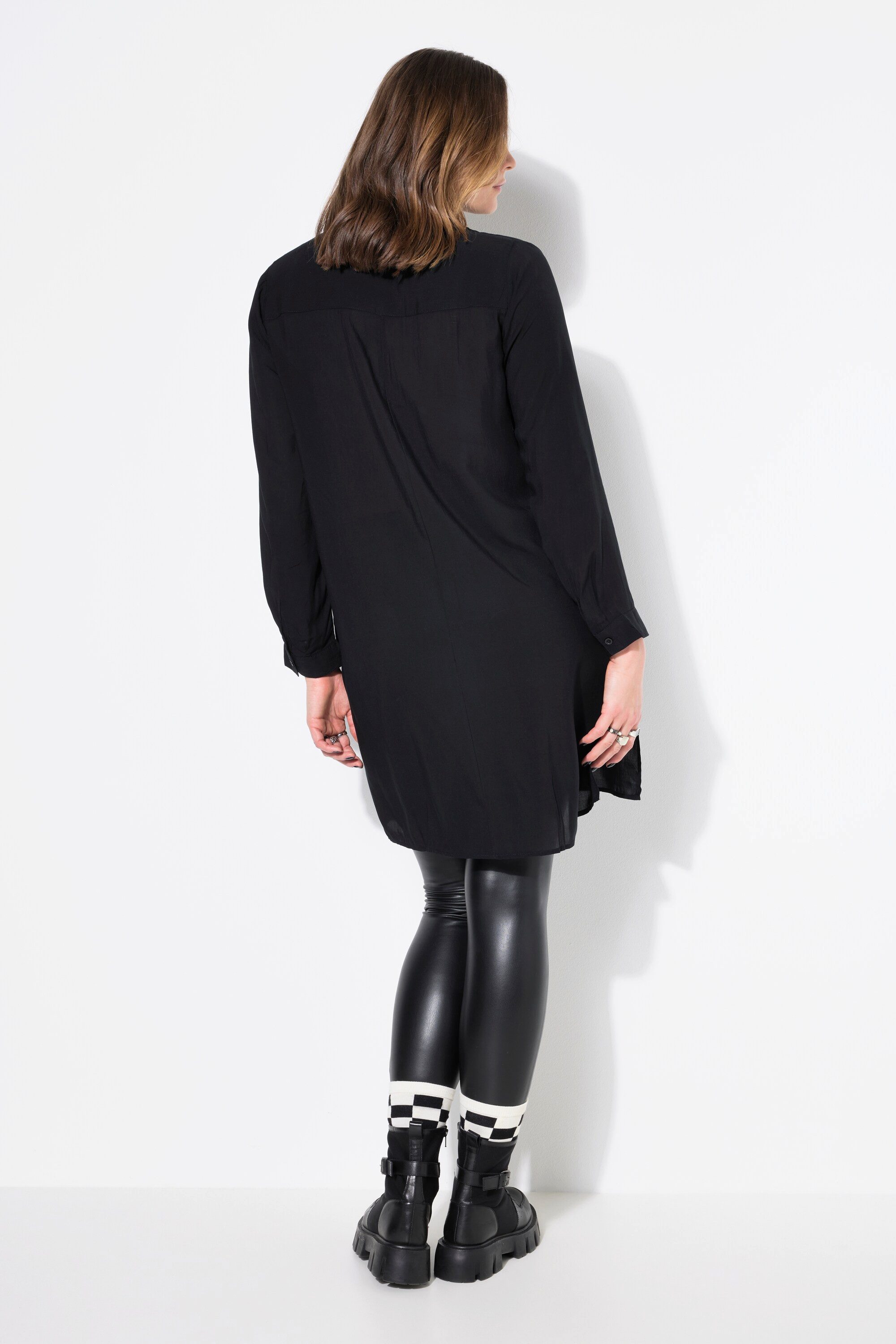 Studio Untold Longbluse Long-Hemdbluse Boxy Fit Modal Hemdkragen Langarm