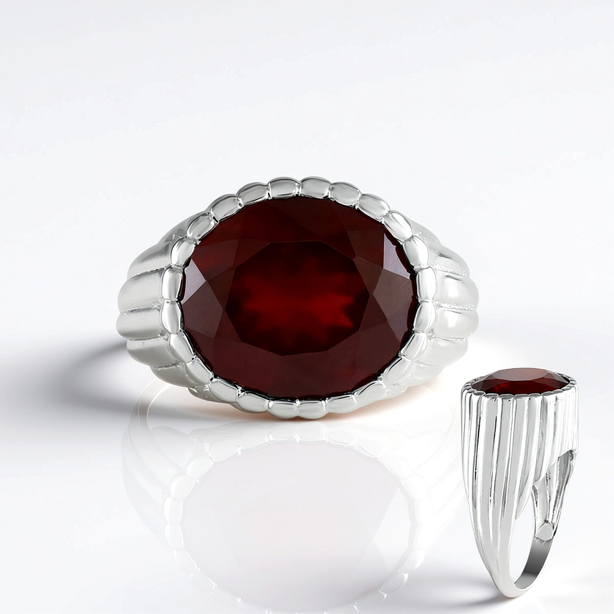Cavill Solitärring Hessonit Granat Platin plattiert Silber Ring (1-tlg)