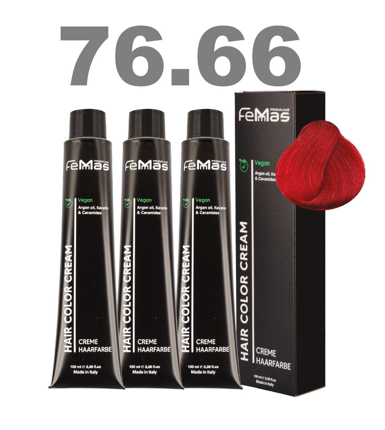 Femmas Premium Haarfarbe FemMas professionelle Haarfarbe mit Arganöl 3 x 100 ml