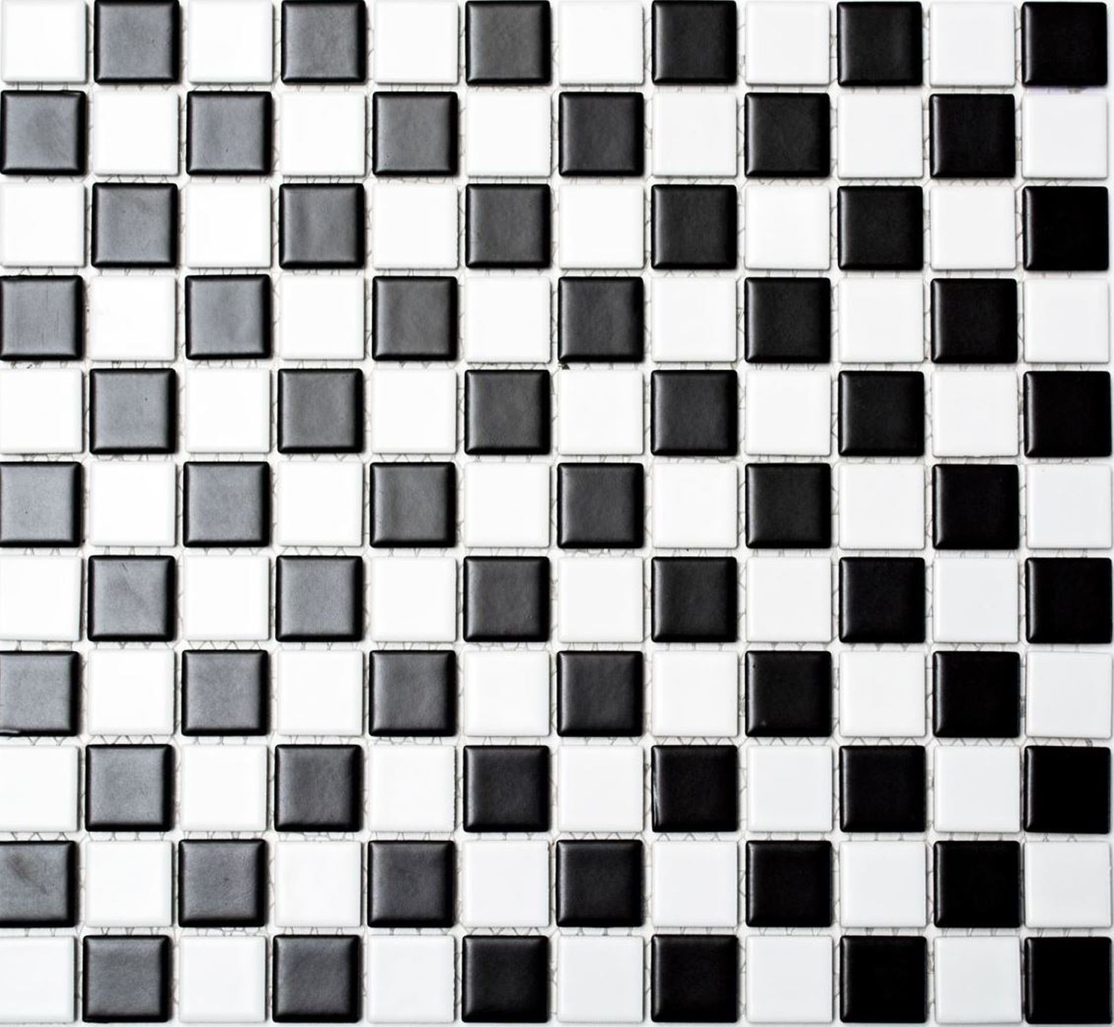 Mosani Mosaikfliesen Keramik Mosaik Schachbrett schwarz weiß matt Mosaikfliese