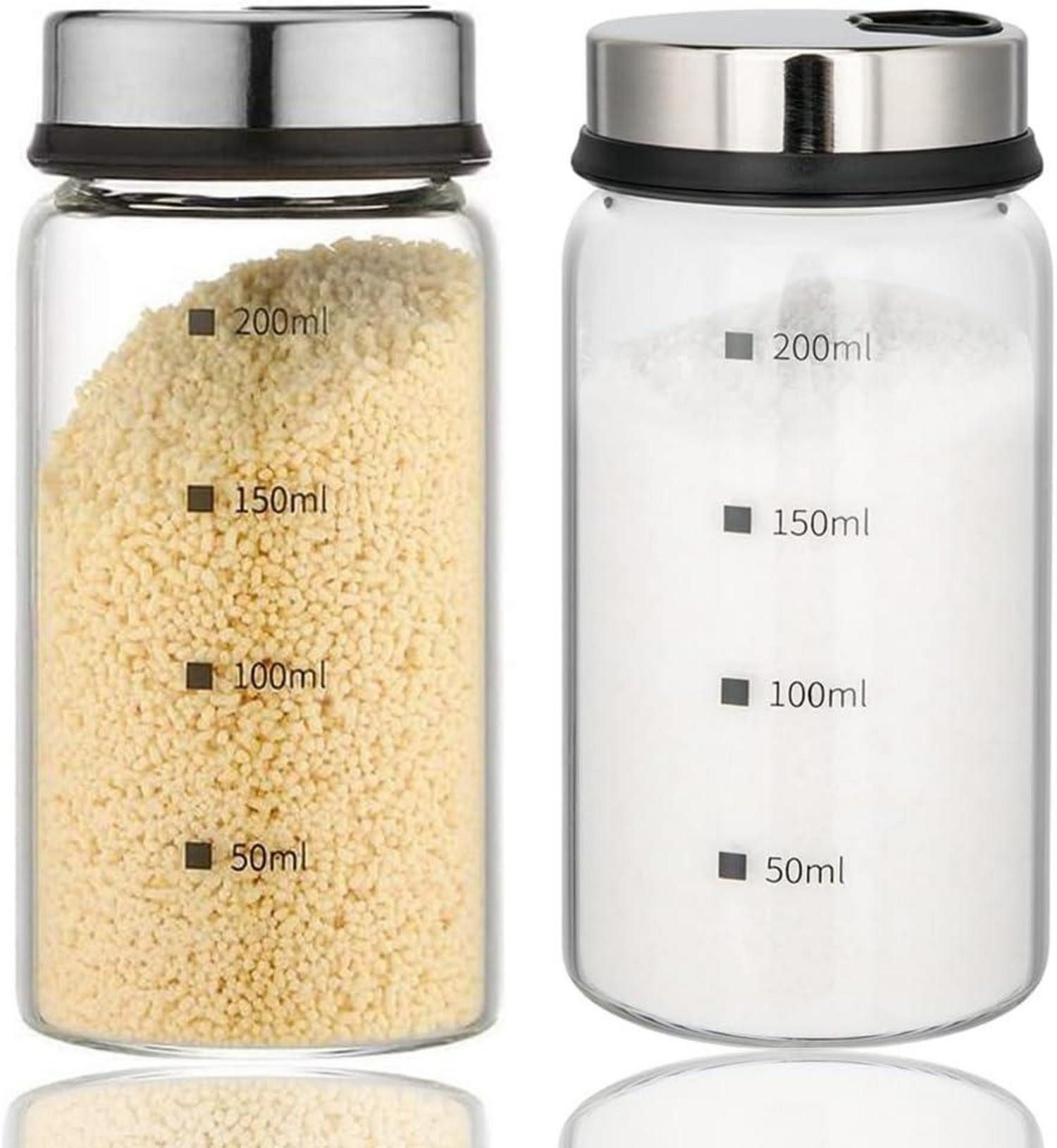 Gläser-Set Gewürzgläser 200ml Borosilikatglas Drehdeckel 2er Set Salz Pfeffer