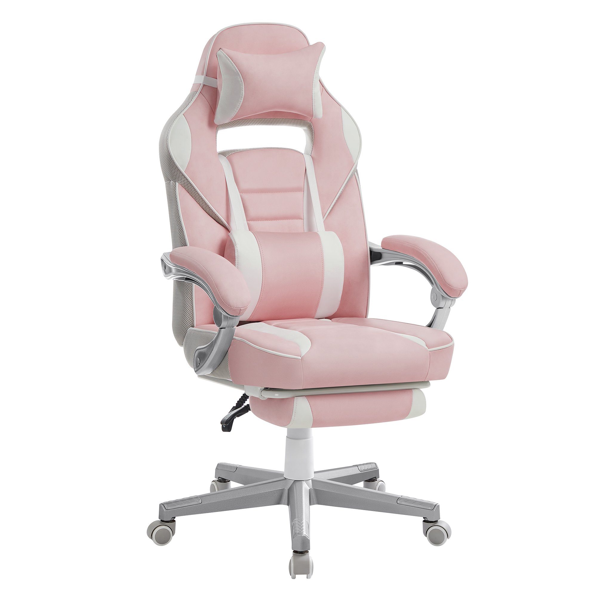 SONGMICS Gaming-Stuhl Bürostuhl, ergonomischer, mit Fußstütze, Kopfstütze und Lendenkissen