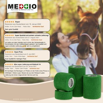 meDDio Pferdebandage 1 Haftbandage Selbsthaftende Bandage / Fixierbinde 7,5 cm x 4,5 m grün