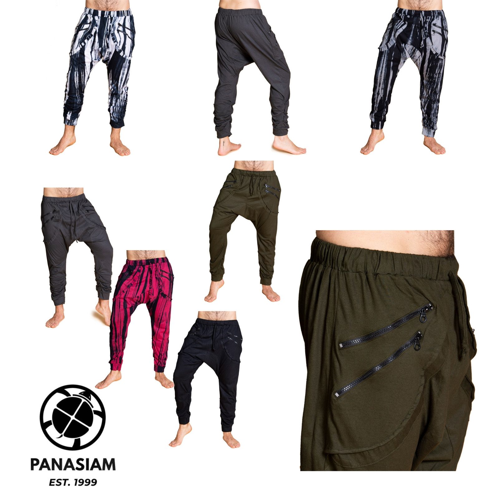 Haremshose Baggy Pants aus 100% Baumwolle Jogger Pants mit elastischem Gummibund