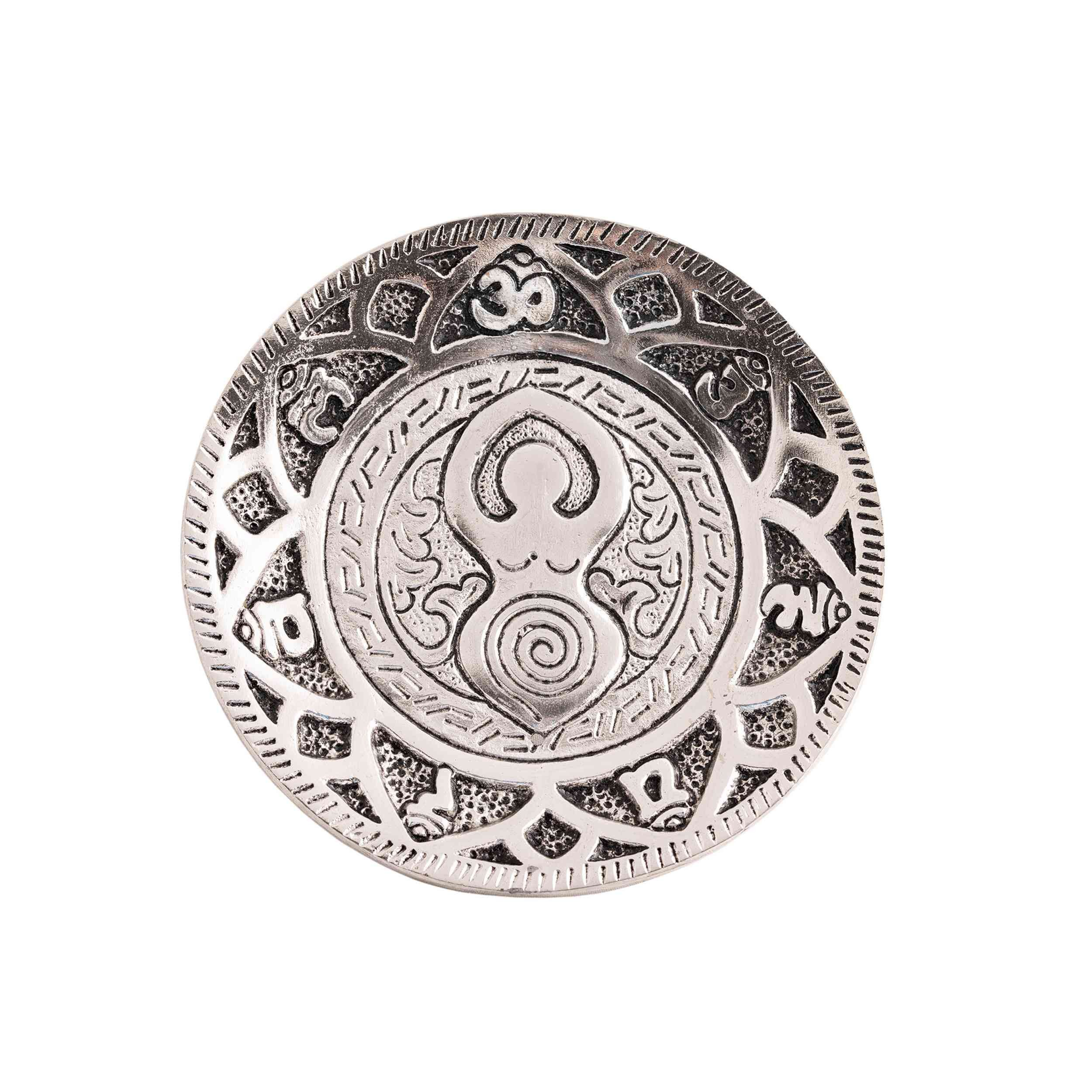 Räucherstäbchen-Halter Venus 11 cm Weißmetall rund Om Dekoteller