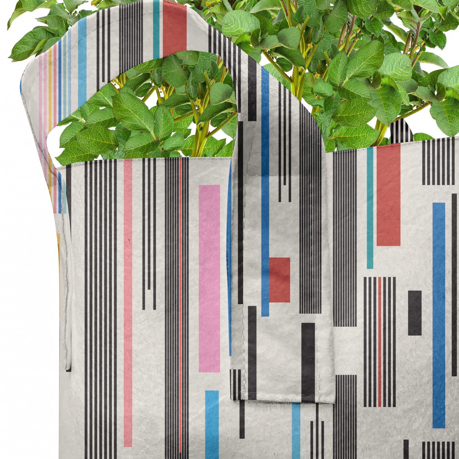 Abakuhaus Pflanzkübel Pflanzen, Stofftöpfe Abstrakt für Farben-Streifen Griffen hochleistungsfähig mit Verschiedene