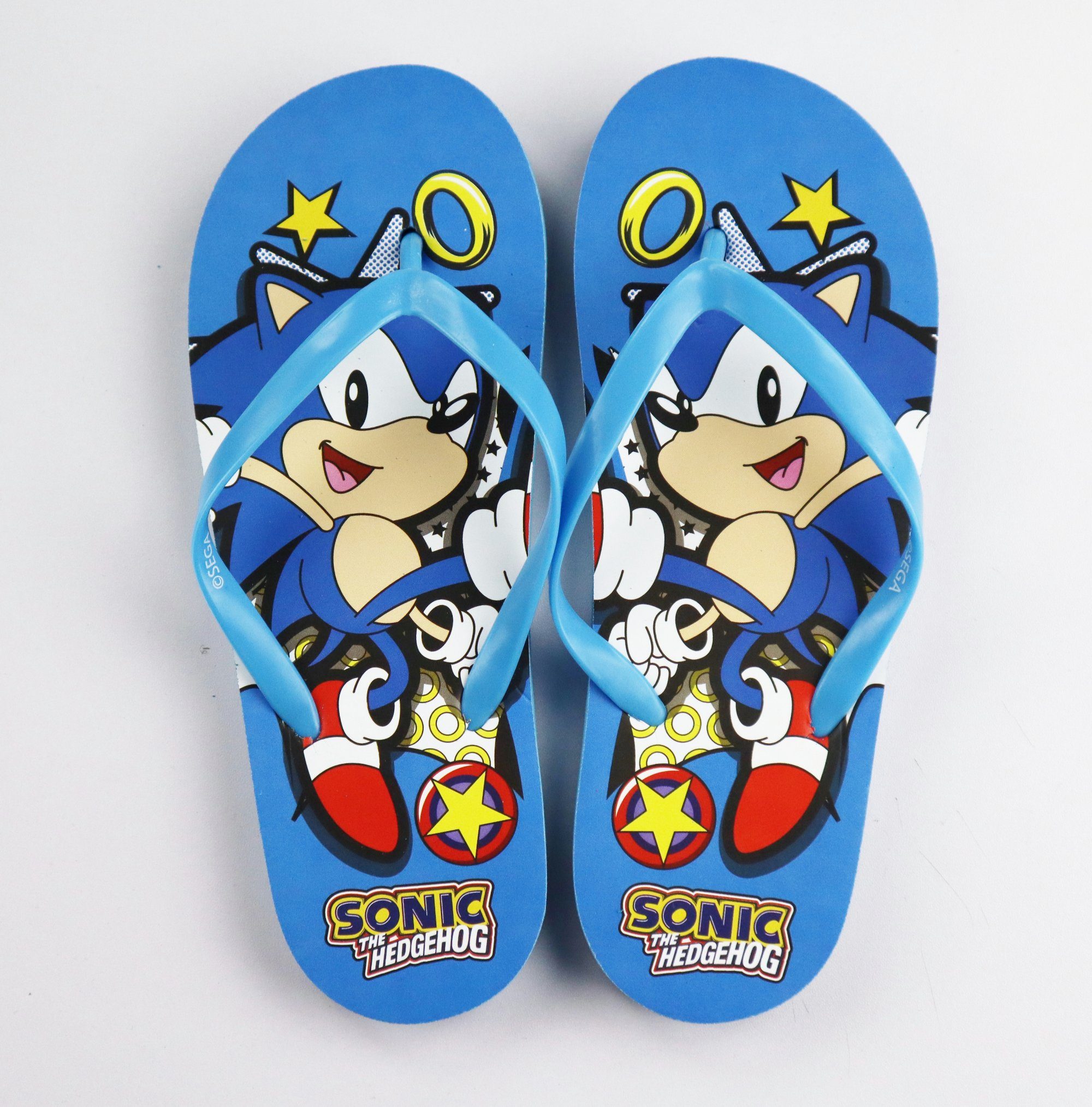 Sonic SEGA Sonic The Hedgehog Flip Flops Kinder Sandalen Zehentrenner Gr.  25 bis 34 | Riemchensandalen