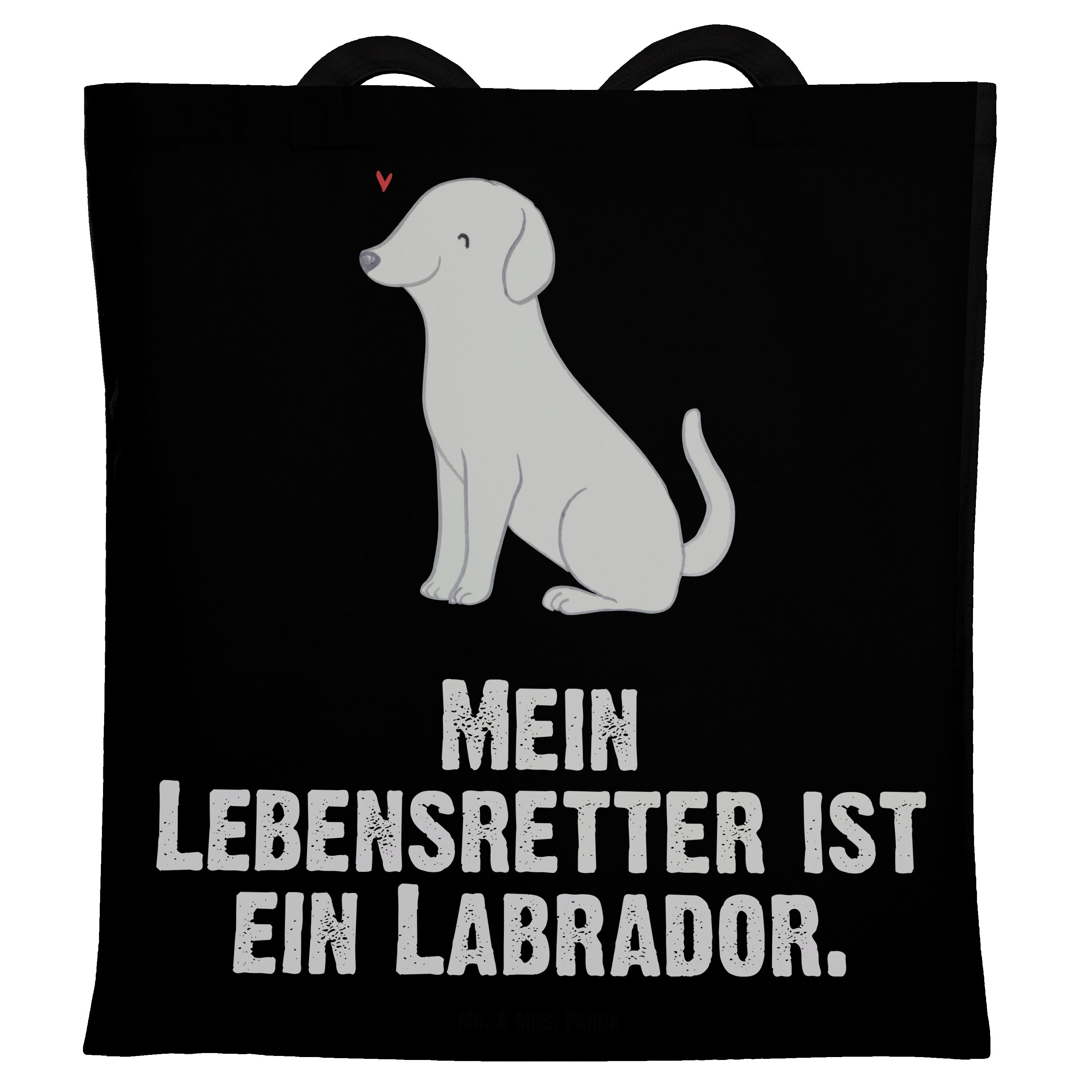 Hochwertige Qualität Mr. & Mrs. Panda Tragetasche Geschenk, Stoffbeutel - Labrador (1-tlg) Beuteltasche, Lebensretter - Schwarz