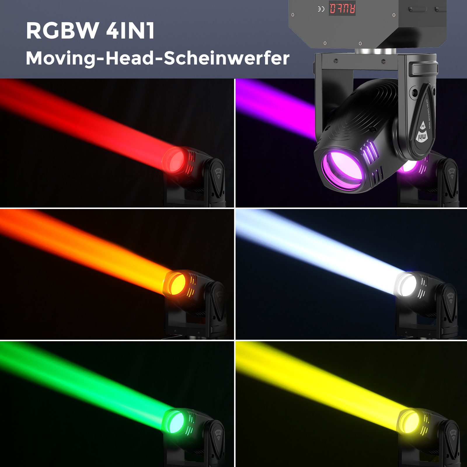 ZonQoonz Discolicht Moving Head RGBW Beam Bühnenlicht,LED Disco Party Licht DMX