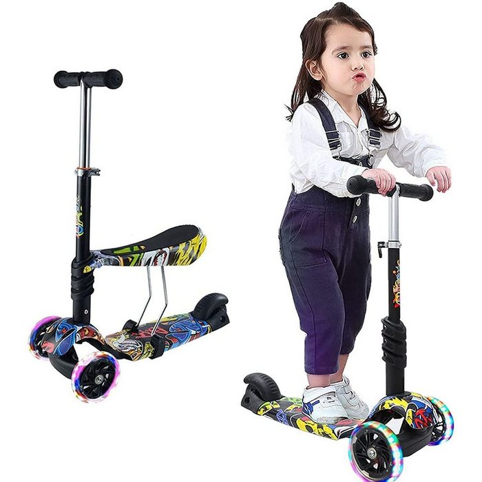 Arkmiido Cityroller Scooter Kinder Roller Kinderroller Faltbar Dreiradscooter für Kinder ab 3 Jahre Kinderscooter Höhenverstellbarer