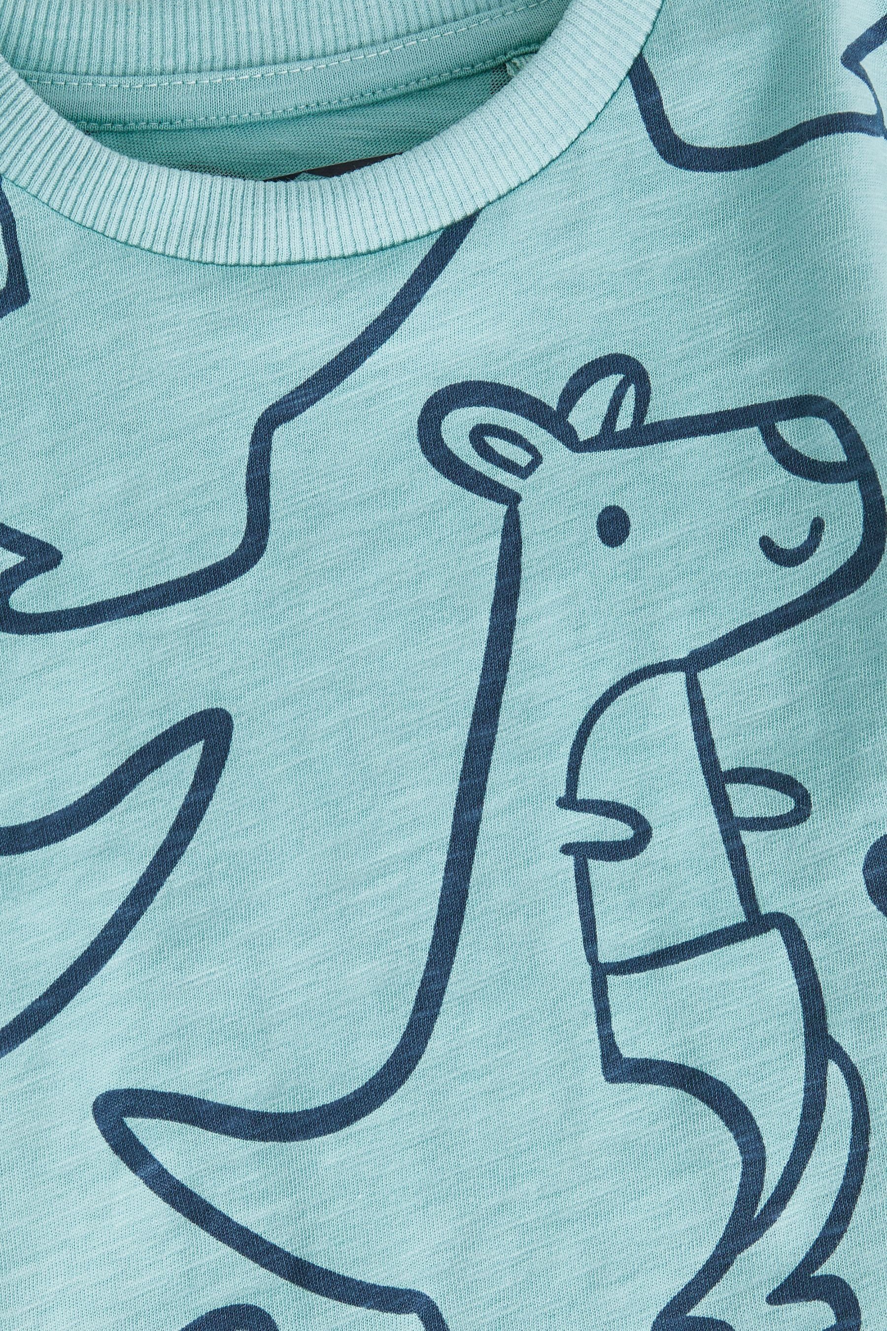 bedruckt Teal Ärmeln, Next kurzen Blue (1-tlg) durchgehend mit T-Shirt T-Shirt Kangaroo