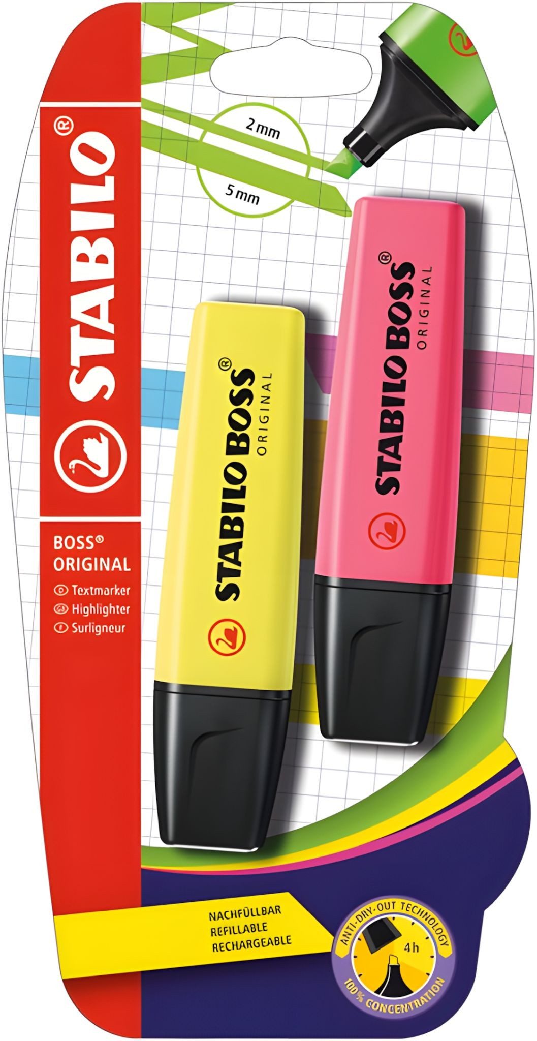 STABILO Marker STABILO BOSS ORIGINAL 2er Blister gelb pink