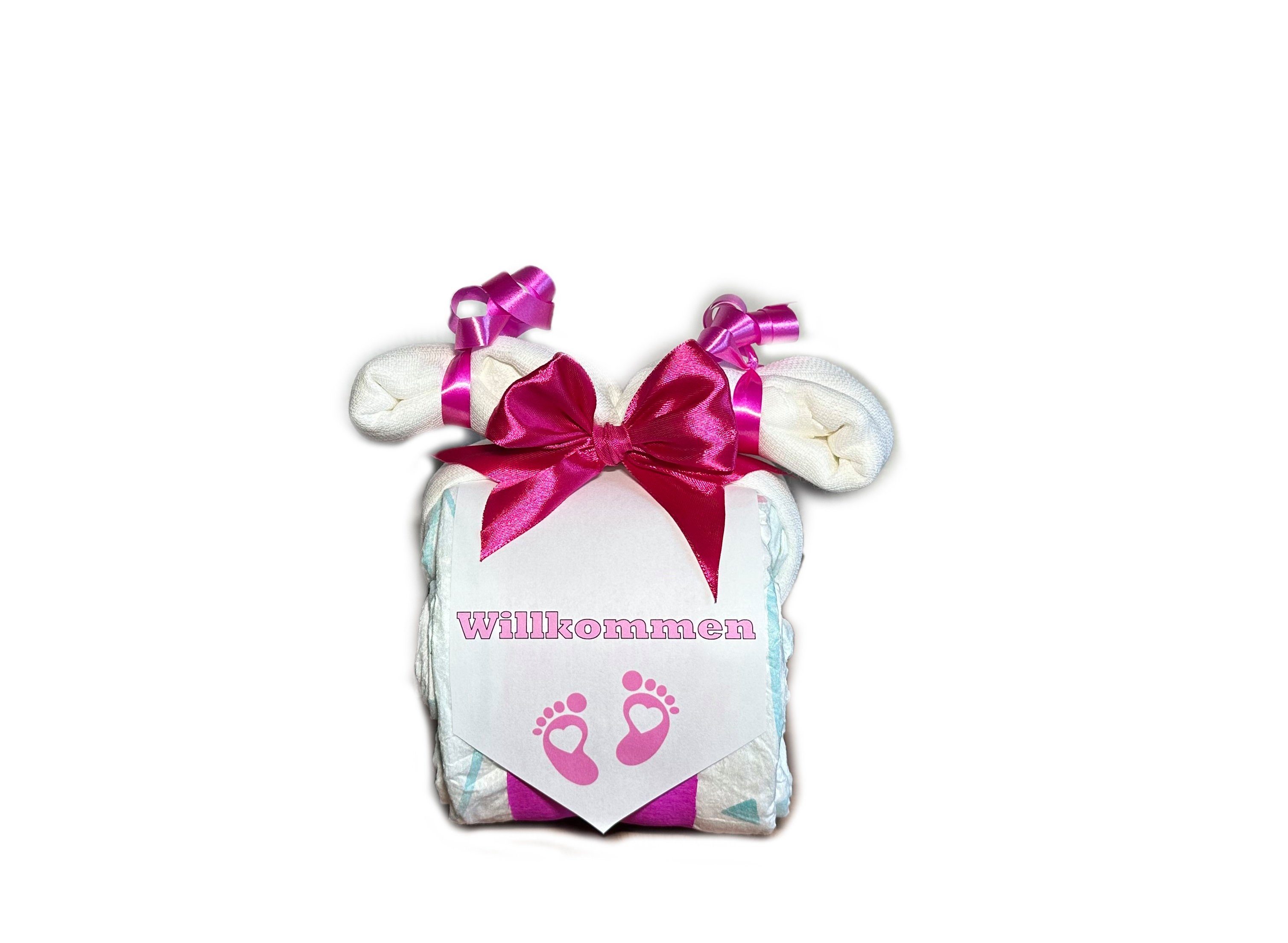 Geschenketorten-Gebhardt Windeln rosa Windeltorte, No#2 Windelmotorrad