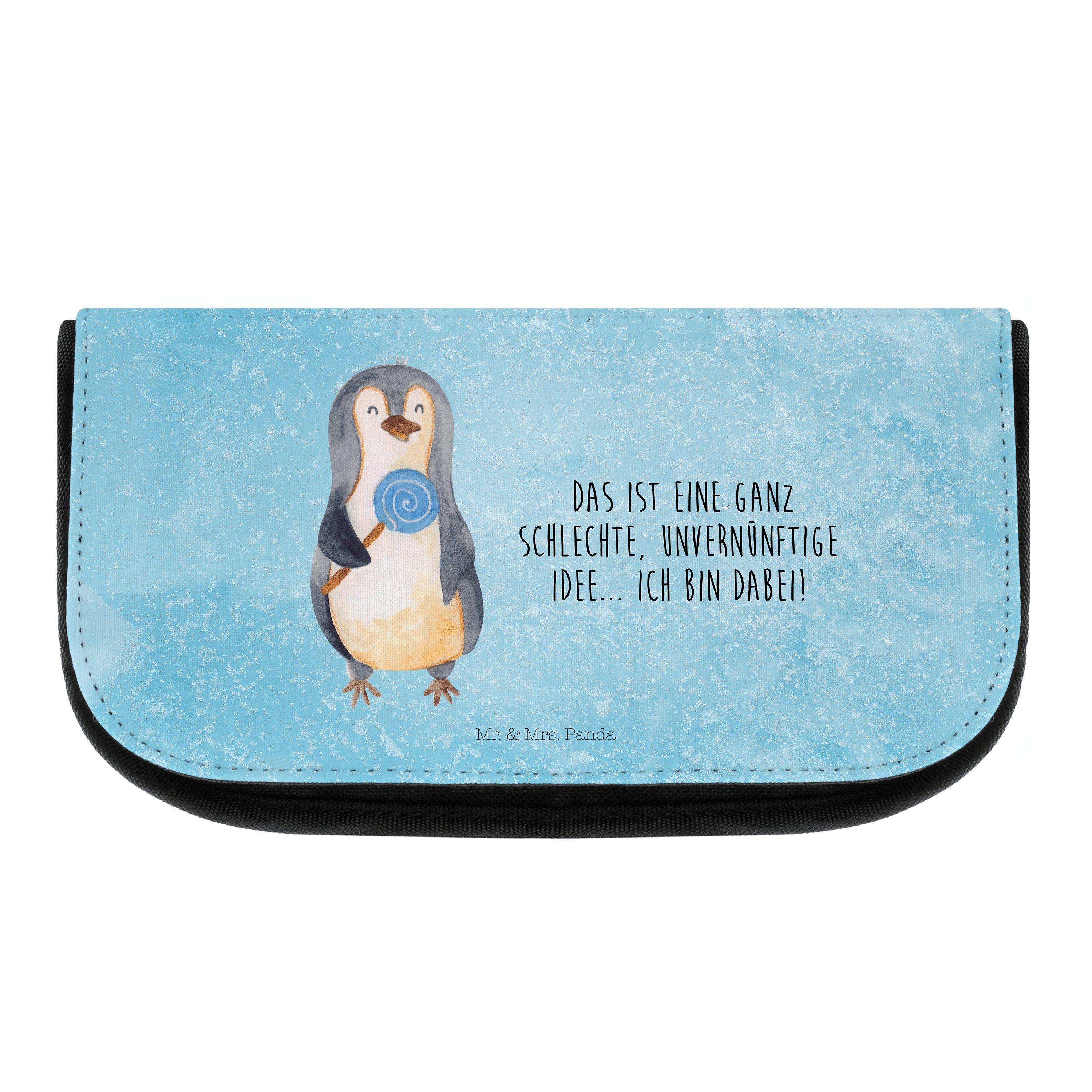 Mr. & Mrs. Panda Kosmetiktasche Pinguin Lolli - Eisblau - Geschenk, Süßigkeiten, Make-Up Tasche, nied (1-tlg)