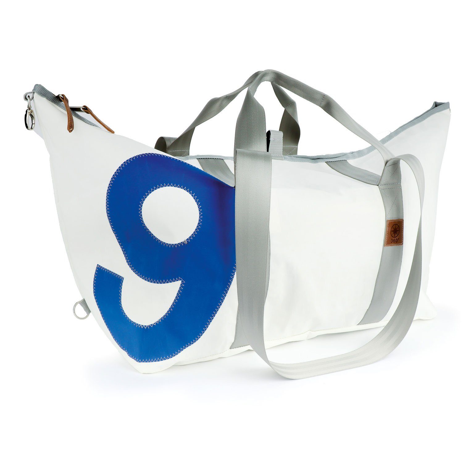 Weiß/Blau große blau Kutter Segeltuch-Tasche Reisetasche 360Grad weiß, Zahl
