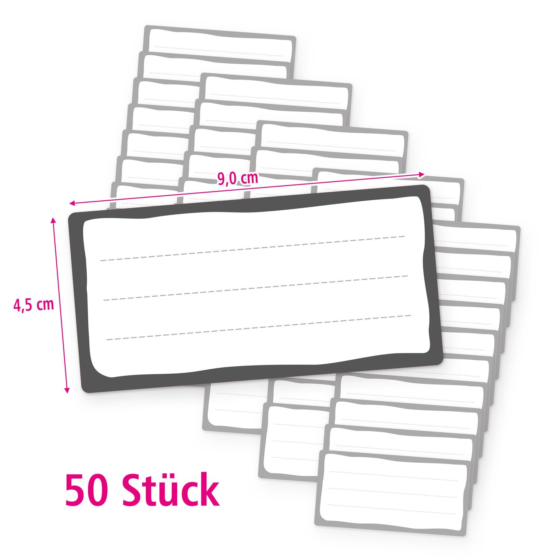 Thumbnail - itenga Etiketten itenga 50x Buchetiketten Heftetiketten Schuletiketten grau weiß 9x4,5c