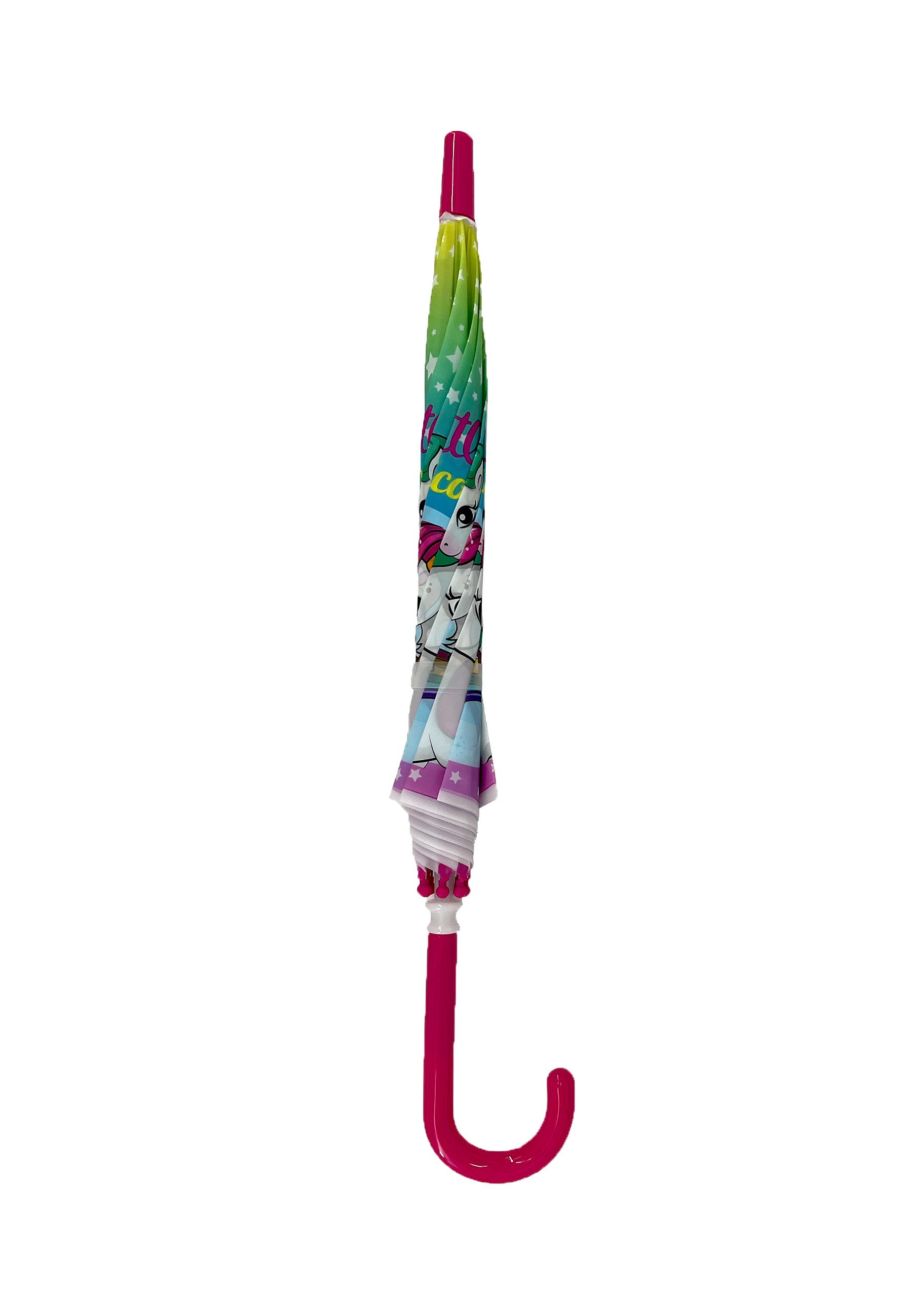einhorn Stockregenschirm Kinder Regenschirm Einhorn bunt mit Regenbogen Stockschirm ab 3 Jahren, windfest
